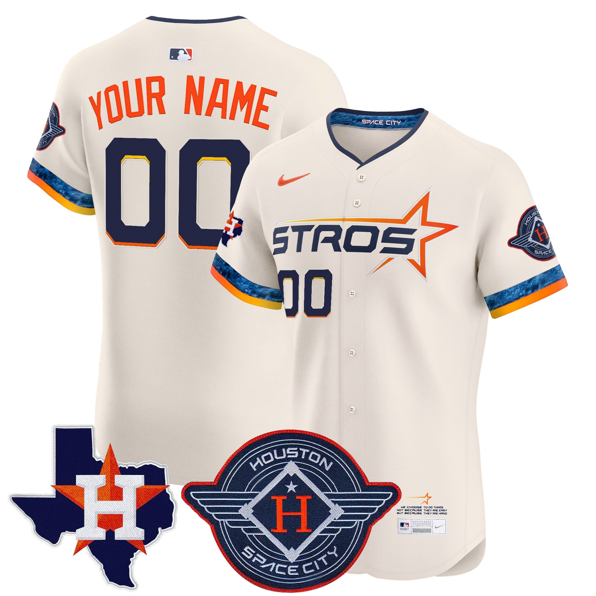 Houston 2025 City Connect Texas Patch Vapor Premier Elite Custom Jersey
