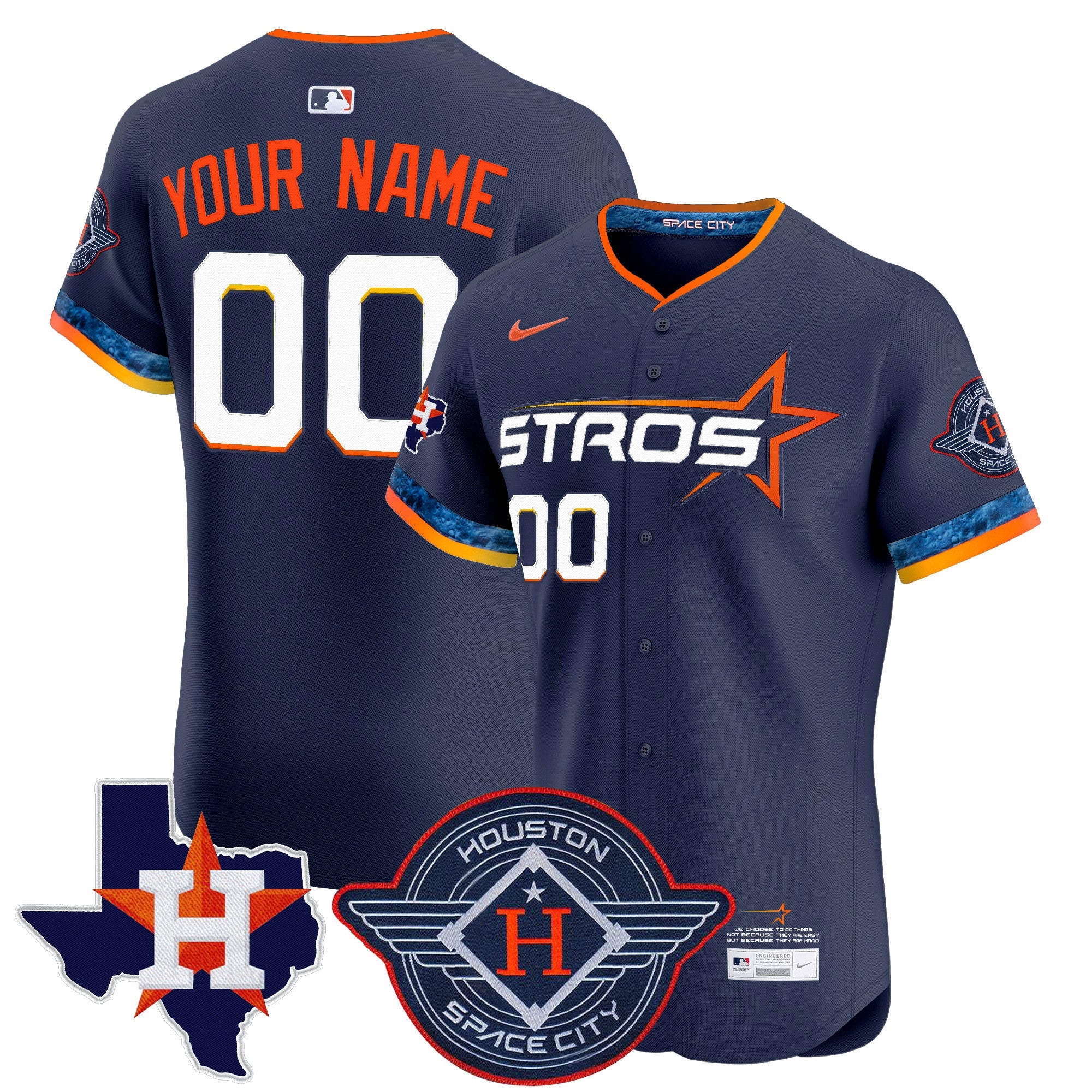 Houston 2025 City Connect Texas Patch Vapor Premier Elite Custom Jersey