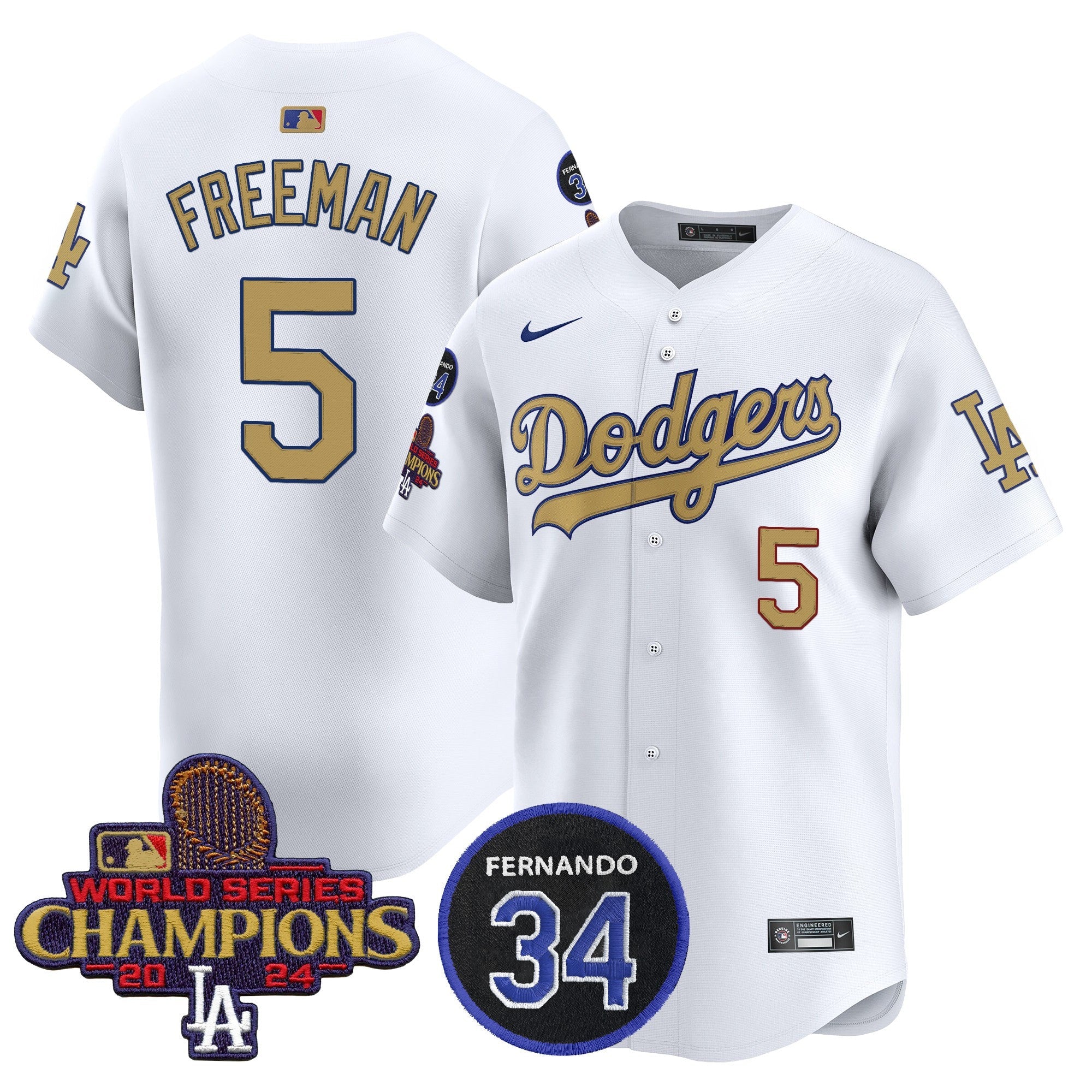 Men’s 2025 #34 Fernando Patch Gold Vapor Premier Limited Jersey