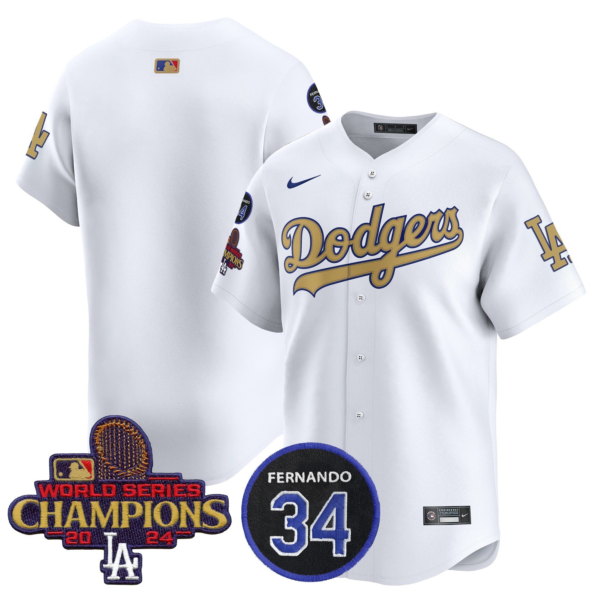 Men’s 2025 #34 Fernando Patch Gold Vapor Premier Limited Jersey