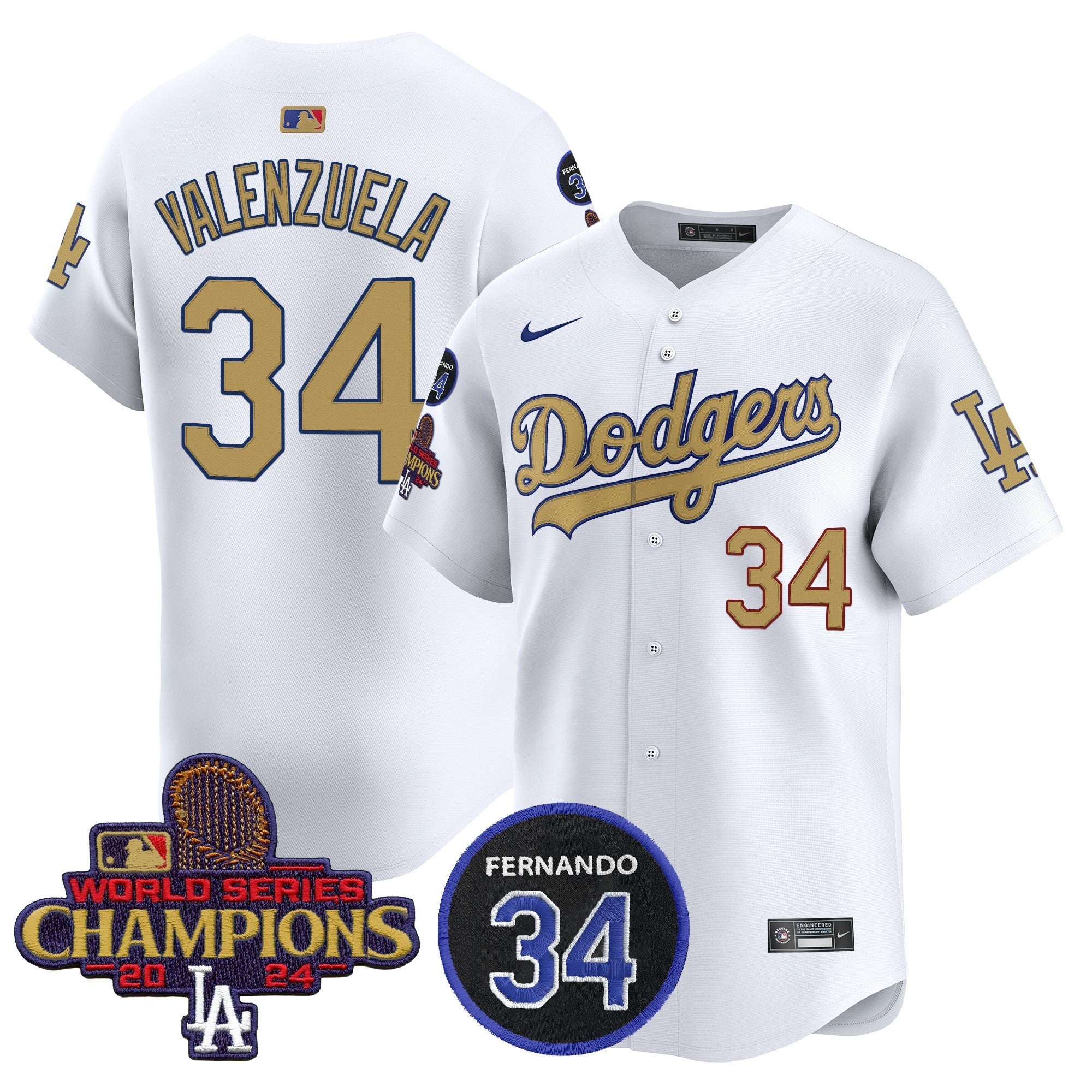 Men’s 2025 #34 Fernando Patch Gold Vapor Premier Limited Jersey
