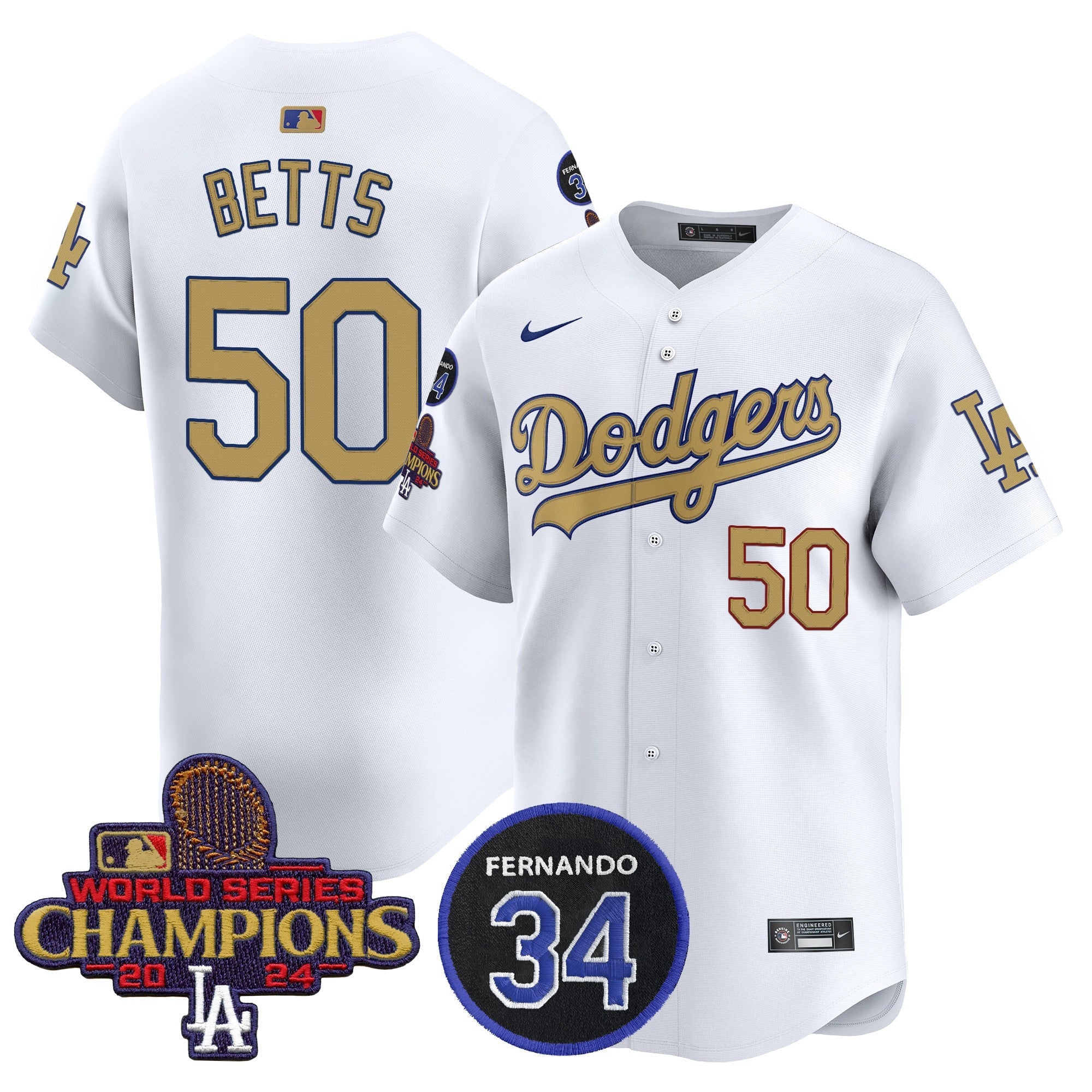 Men’s 2025 #34 Fernando Patch Gold Vapor Premier Limited Jersey