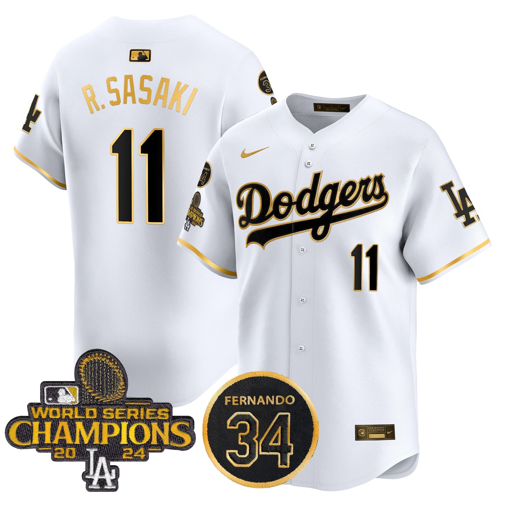 Men’s 2025 #34 Fernando Patch Gold Vapor Premier Limited Jersey