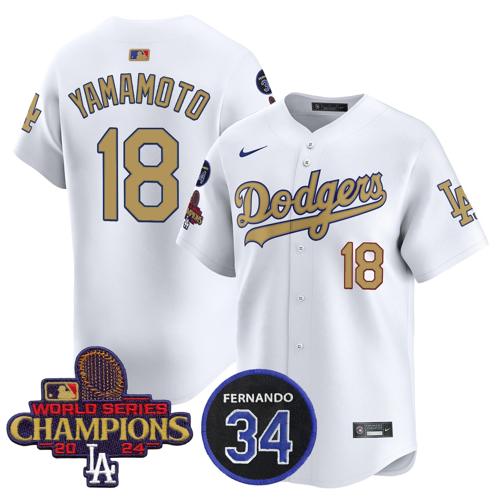 Men’s 2025 #34 Fernando Patch Gold Vapor Premier Limited Jersey
