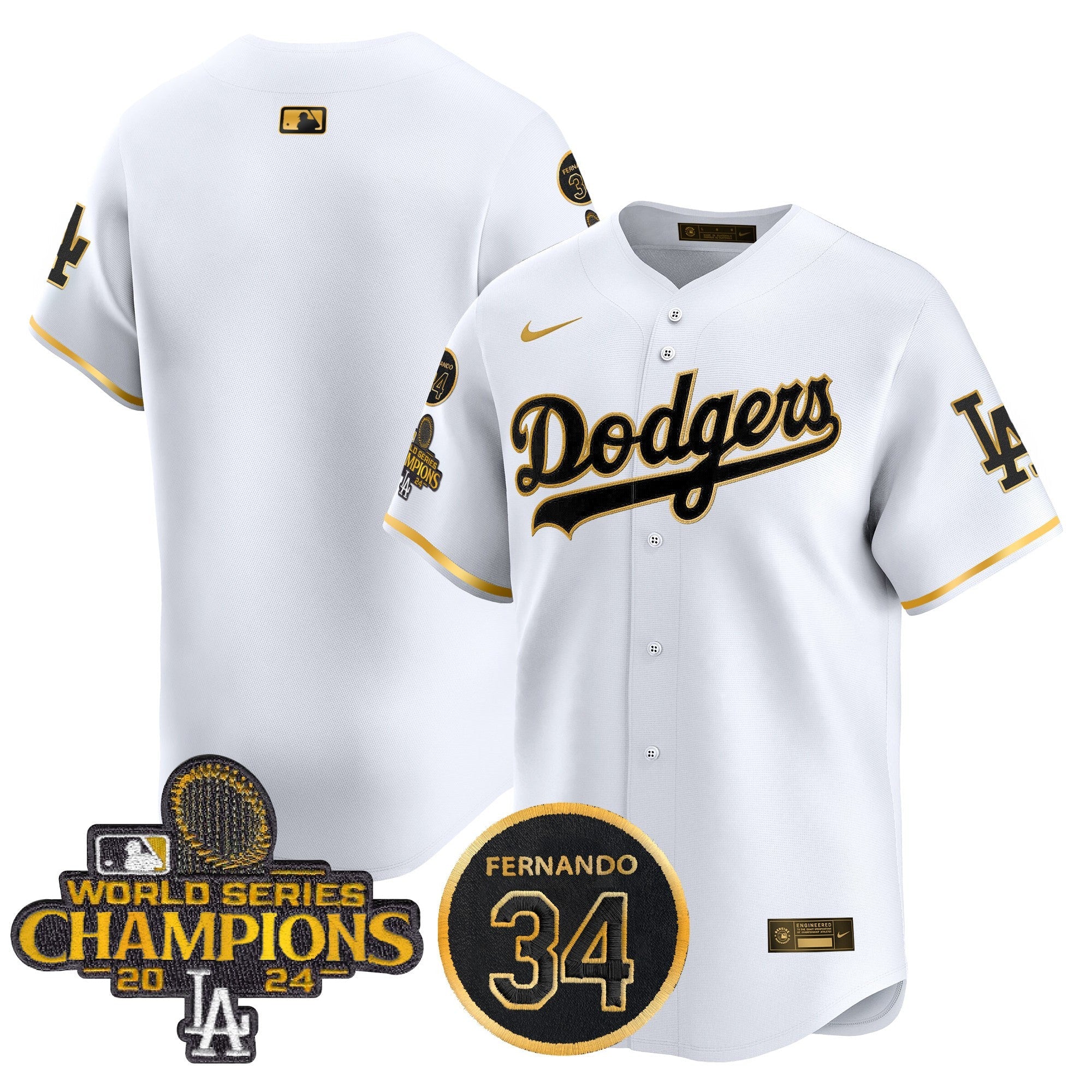 Men’s 2025 #34 Fernando Patch Gold Vapor Premier Limited Jersey