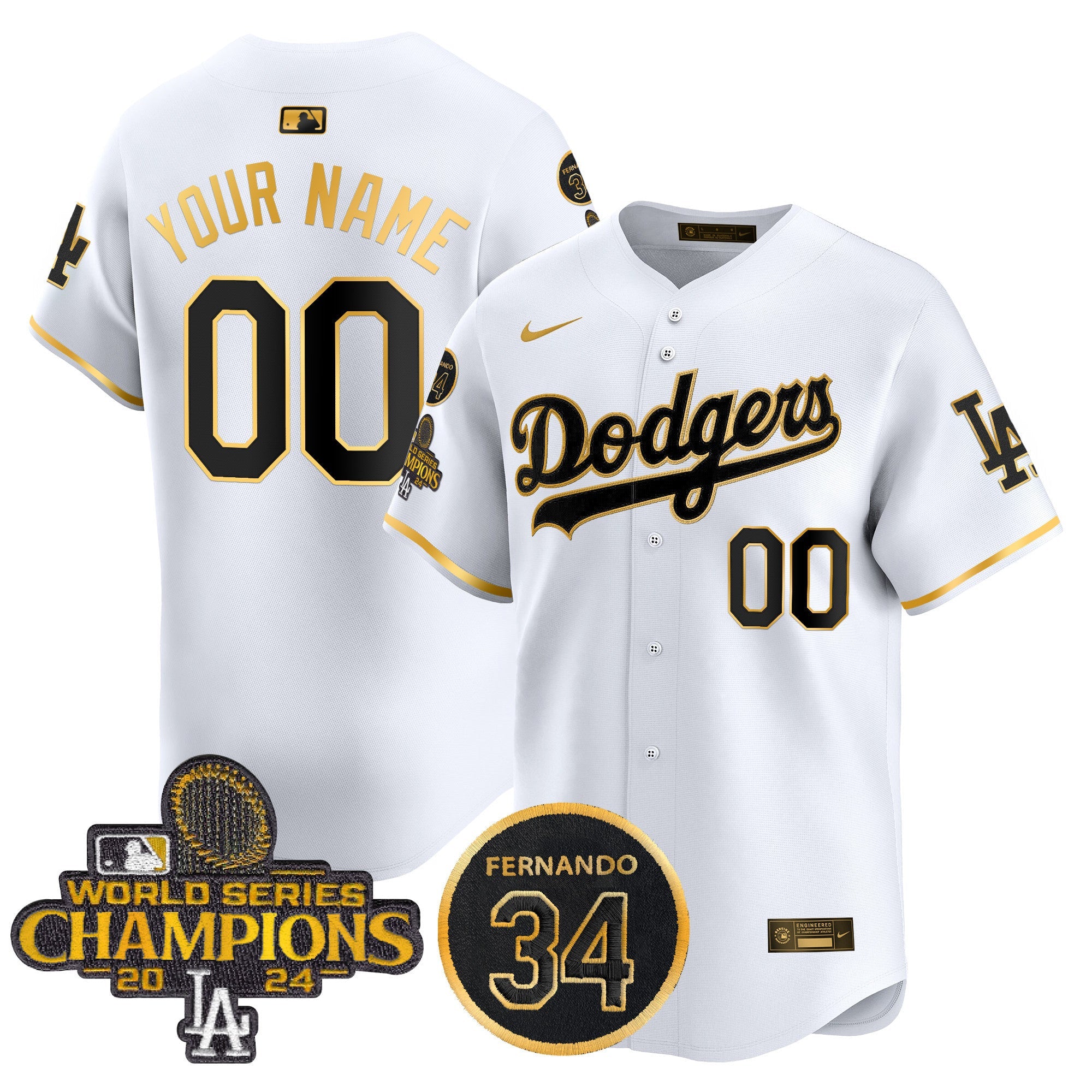 2025 #34 Fernando Patch Gold Vapor Premier Limited Custom Jersey