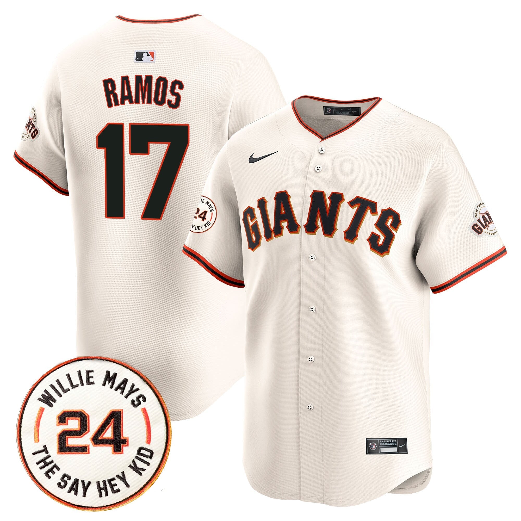 Men’s San Francisco 2025 Willie Mays Patch Vapor Premier Limited Jersey