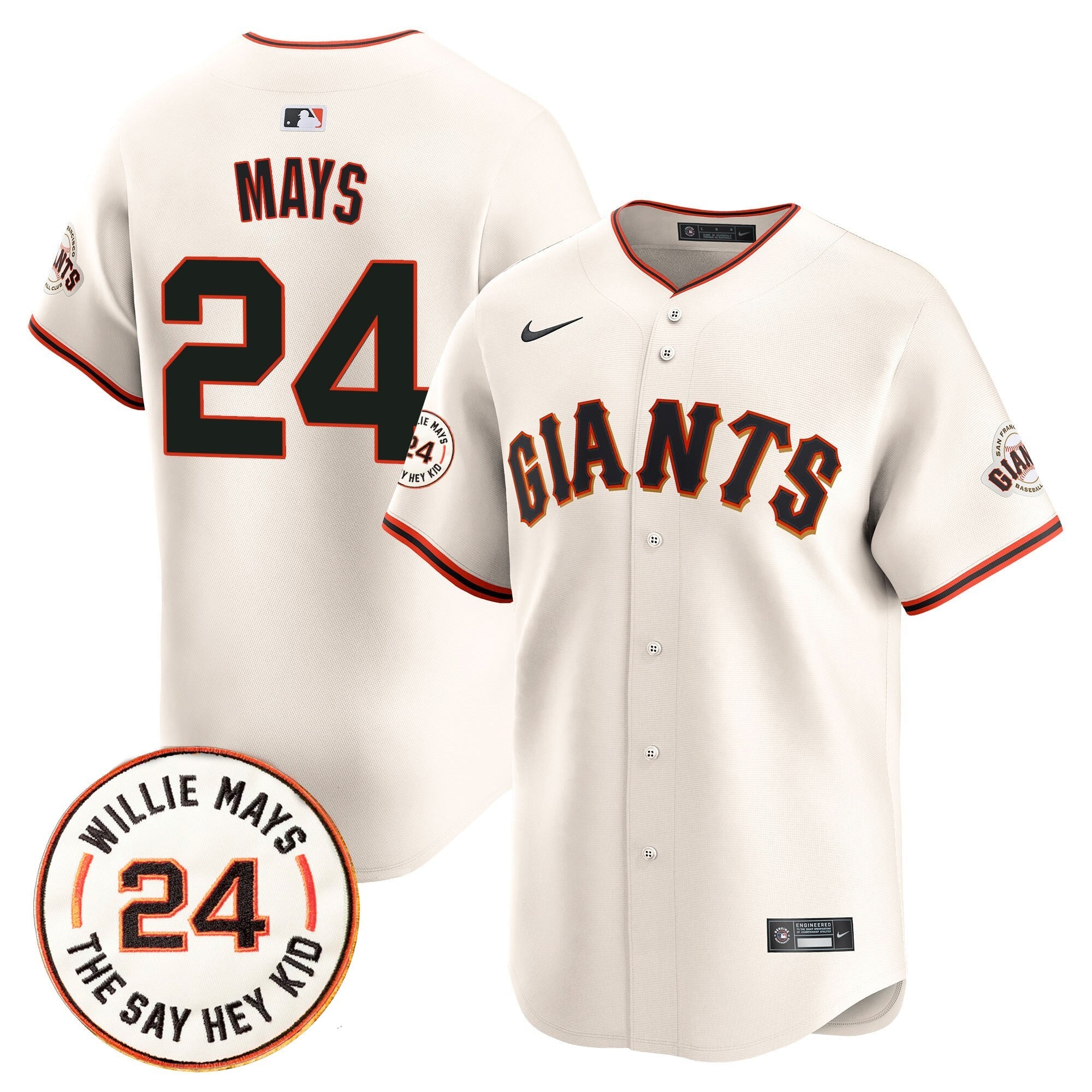 Men’s San Francisco 2025 Willie Mays Patch Vapor Premier Limited Jersey