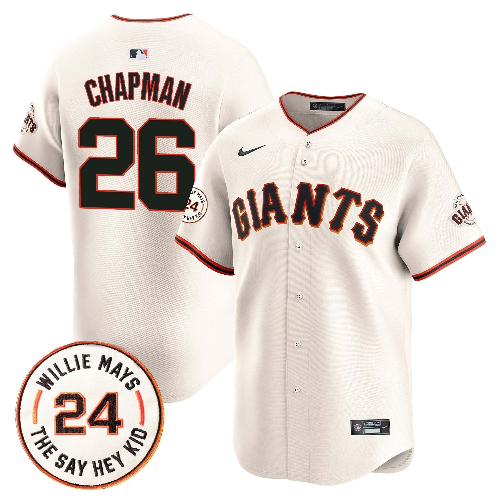 Men’s San Francisco 2025 Willie Mays Patch Vapor Premier Limited Jersey