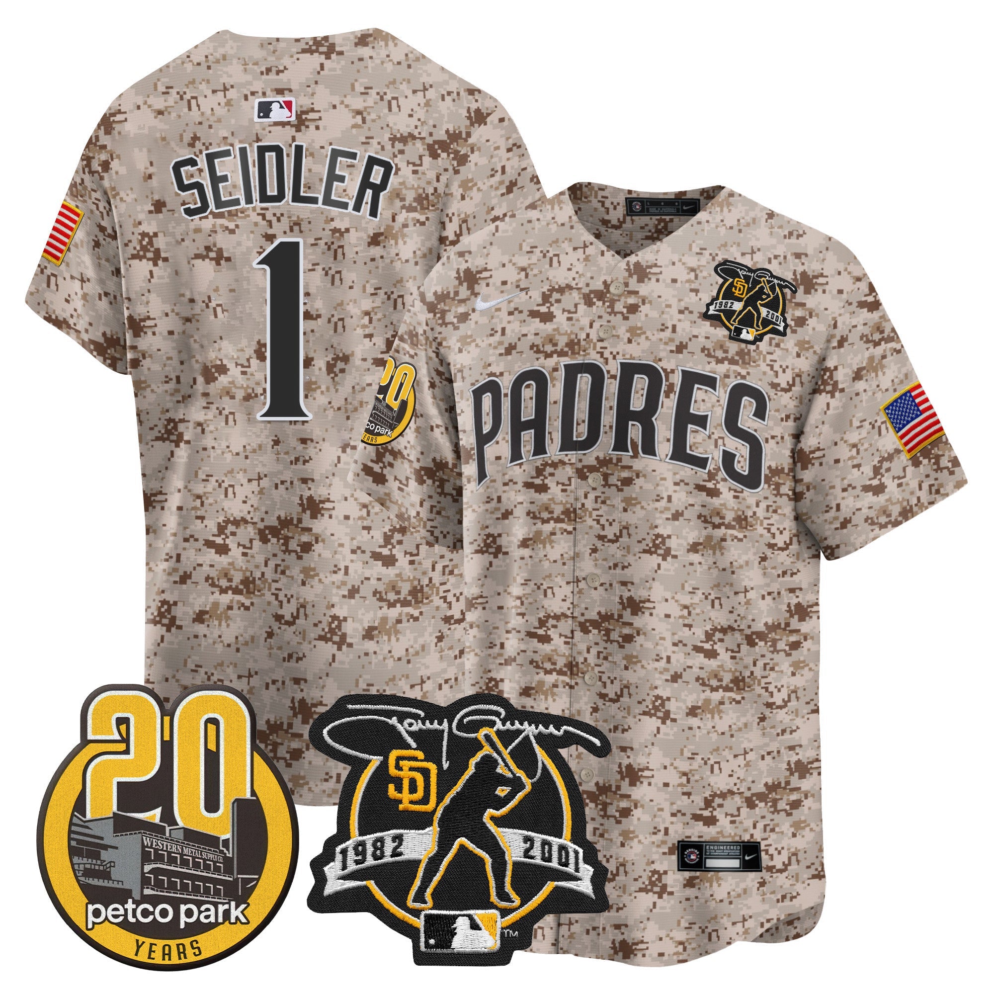 Men’s Tony Gwynn & Petco Park 20th Patch USMC Vapor Premier Limited Jersey