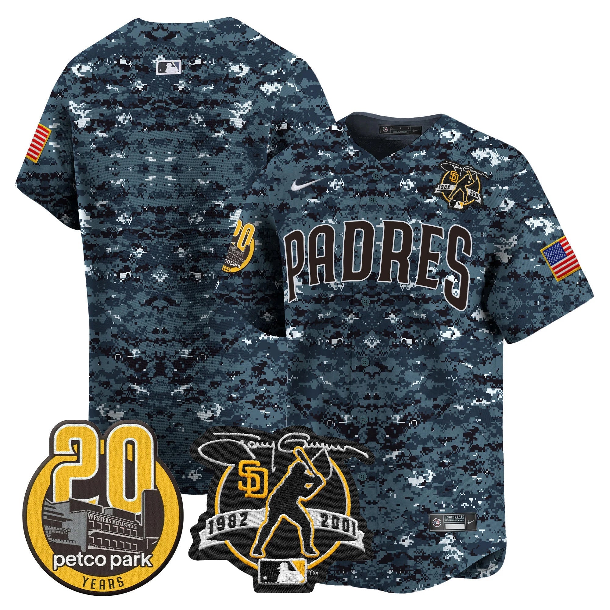 Men’s Tony Gwynn & Petco Park 20th Patch USMC Vapor Premier Limited Jersey