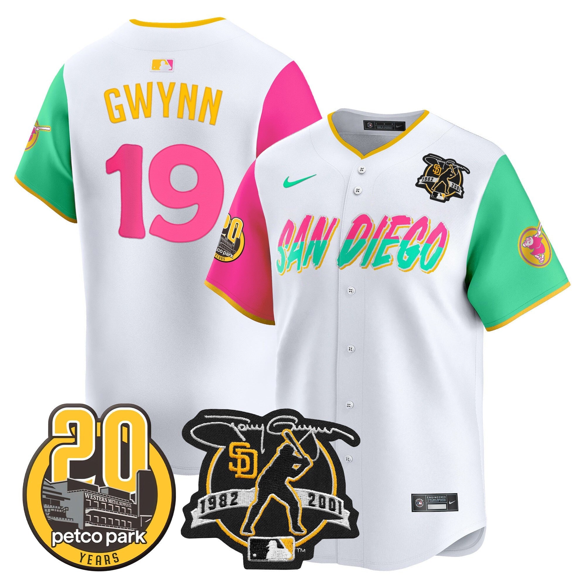 Men’s Tony Gwynn & Petco Park 20th Patch Vapor Premier Limited Jersey