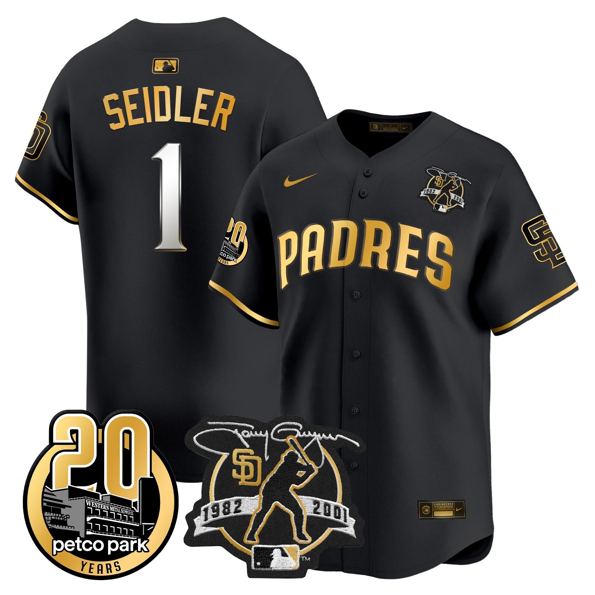 Men’s Tony Gwynn & Petco Park 20th Patch Vapor Premier Limited Jersey