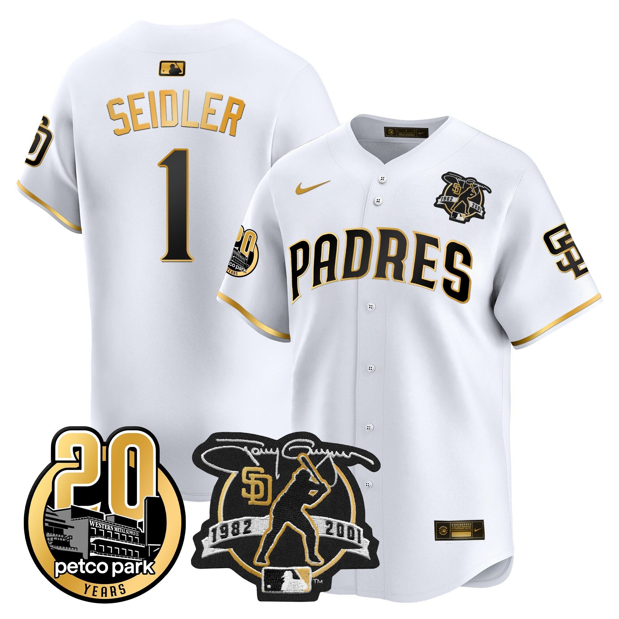 Men’s Tony Gwynn & Petco Park 20th Patch Vapor Premier Limited Jersey