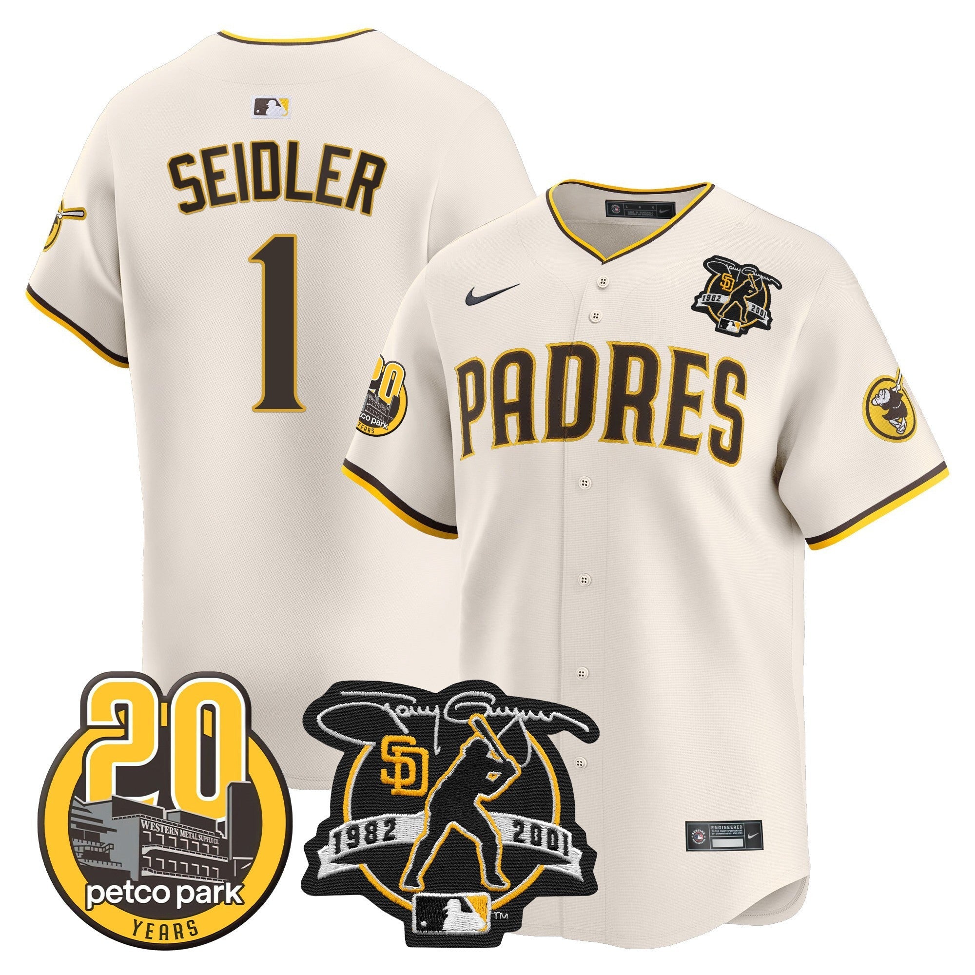 Men’s Tony Gwynn & Petco Park 20th Patch Vapor Premier Limited Jersey