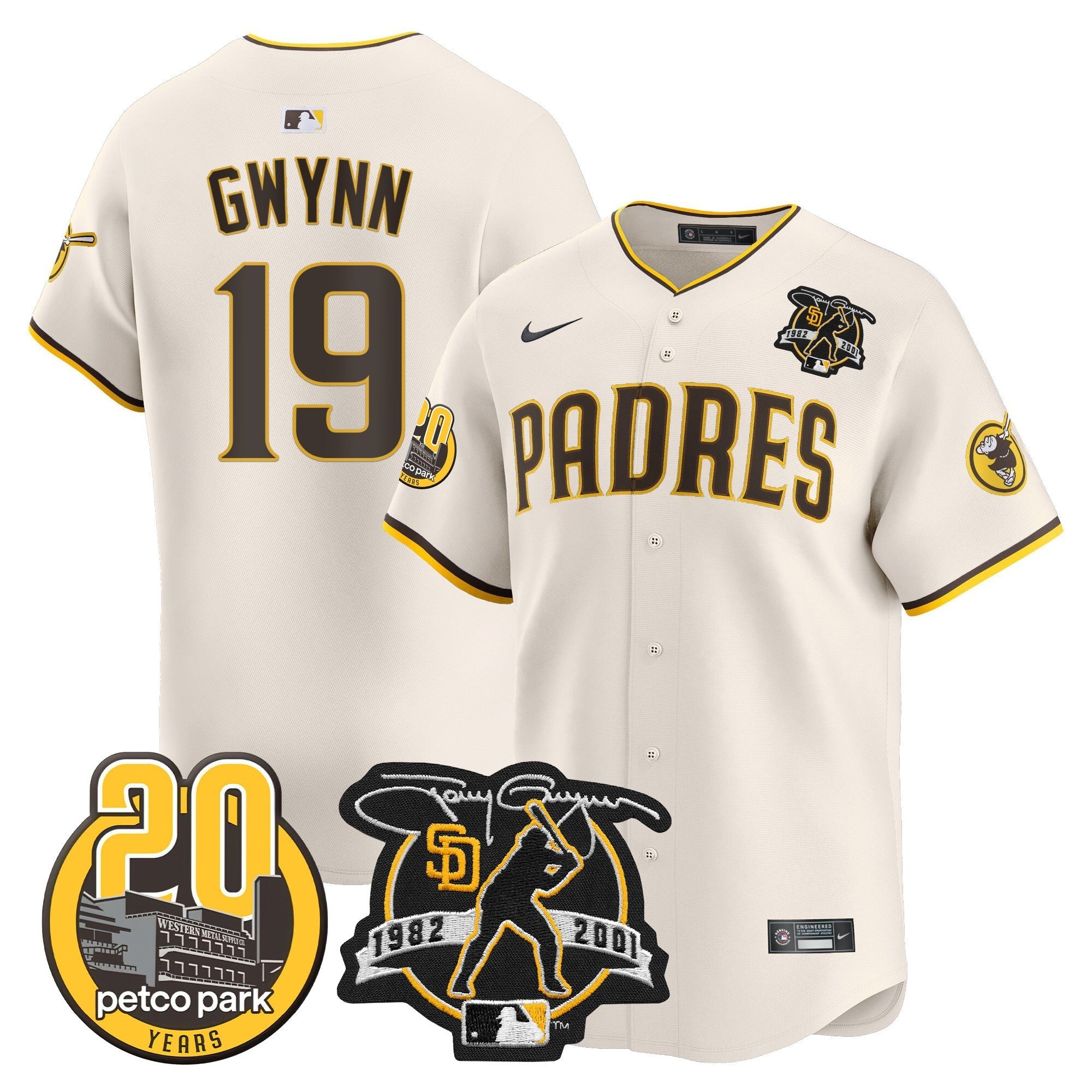 Men’s Tony Gwynn & Petco Park 20th Patch Vapor Premier Limited Jersey