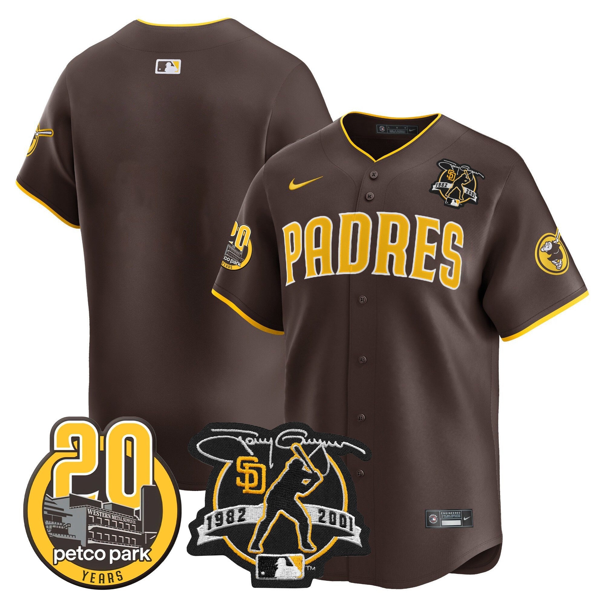 Men’s Tony Gwynn & Petco Park 20th Patch Vapor Premier Limited Jersey