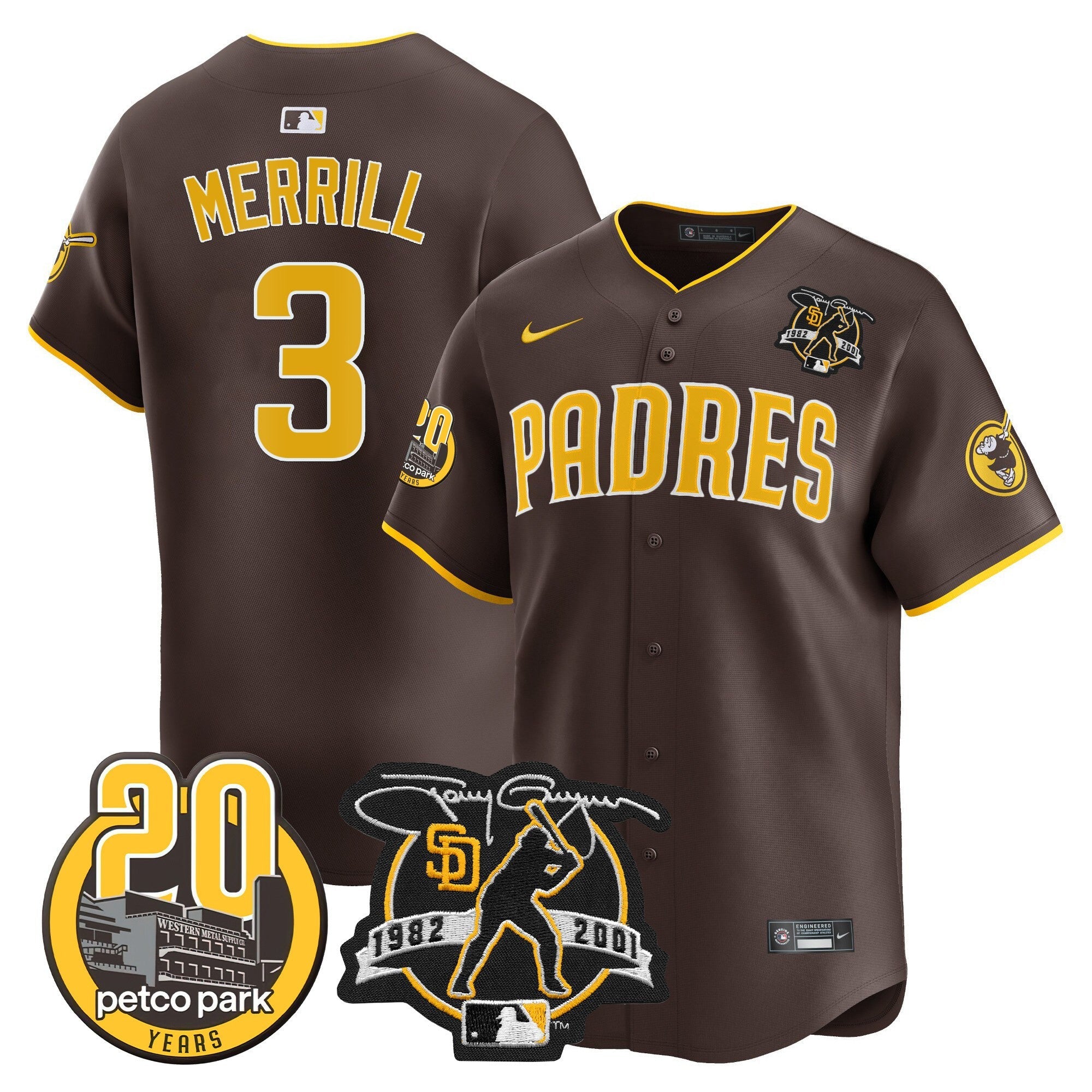 Men’s Tony Gwynn & Petco Park 20th Patch Vapor Premier Limited Jersey