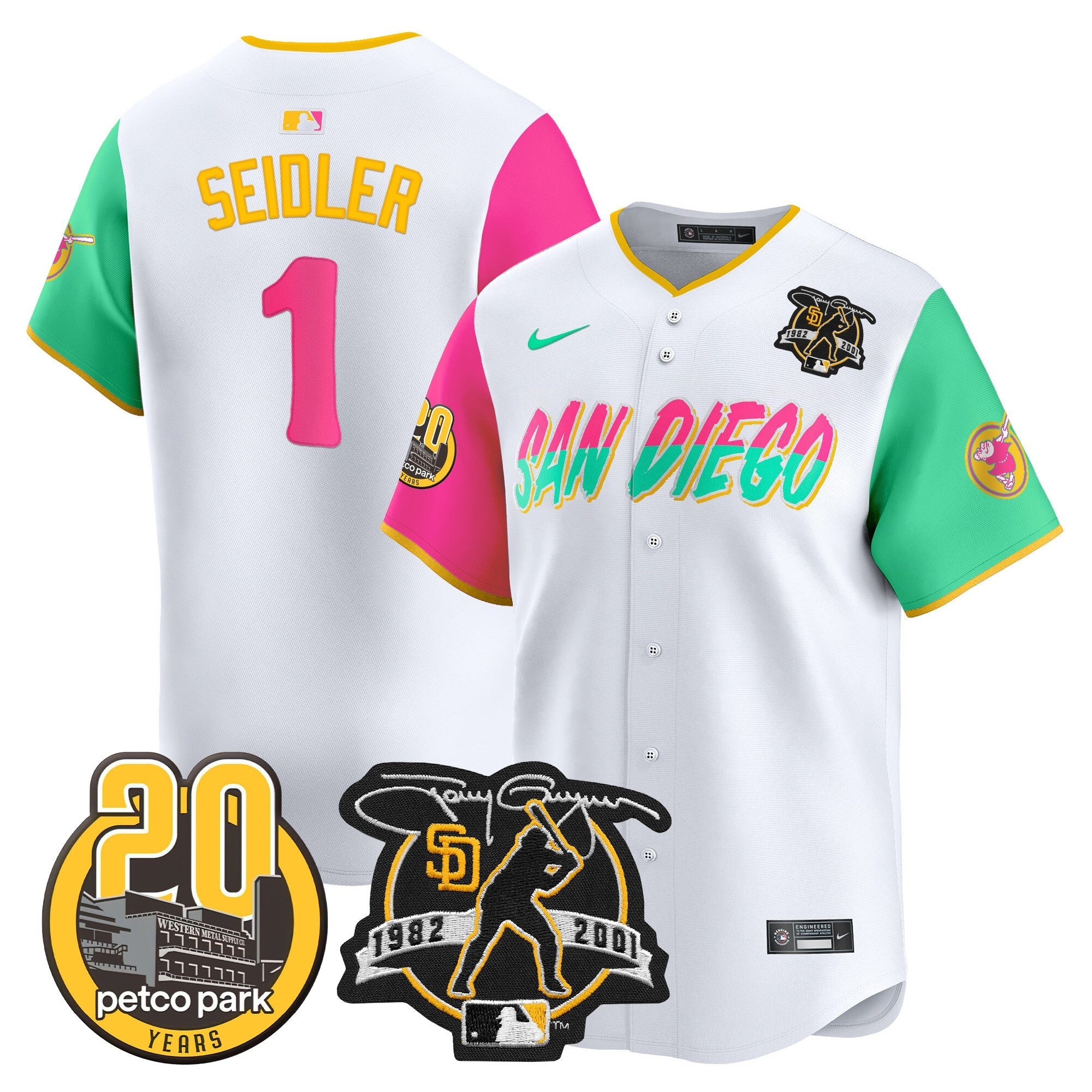 Men’s Tony Gwynn & Petco Park 20th Patch Vapor Premier Limited Jersey