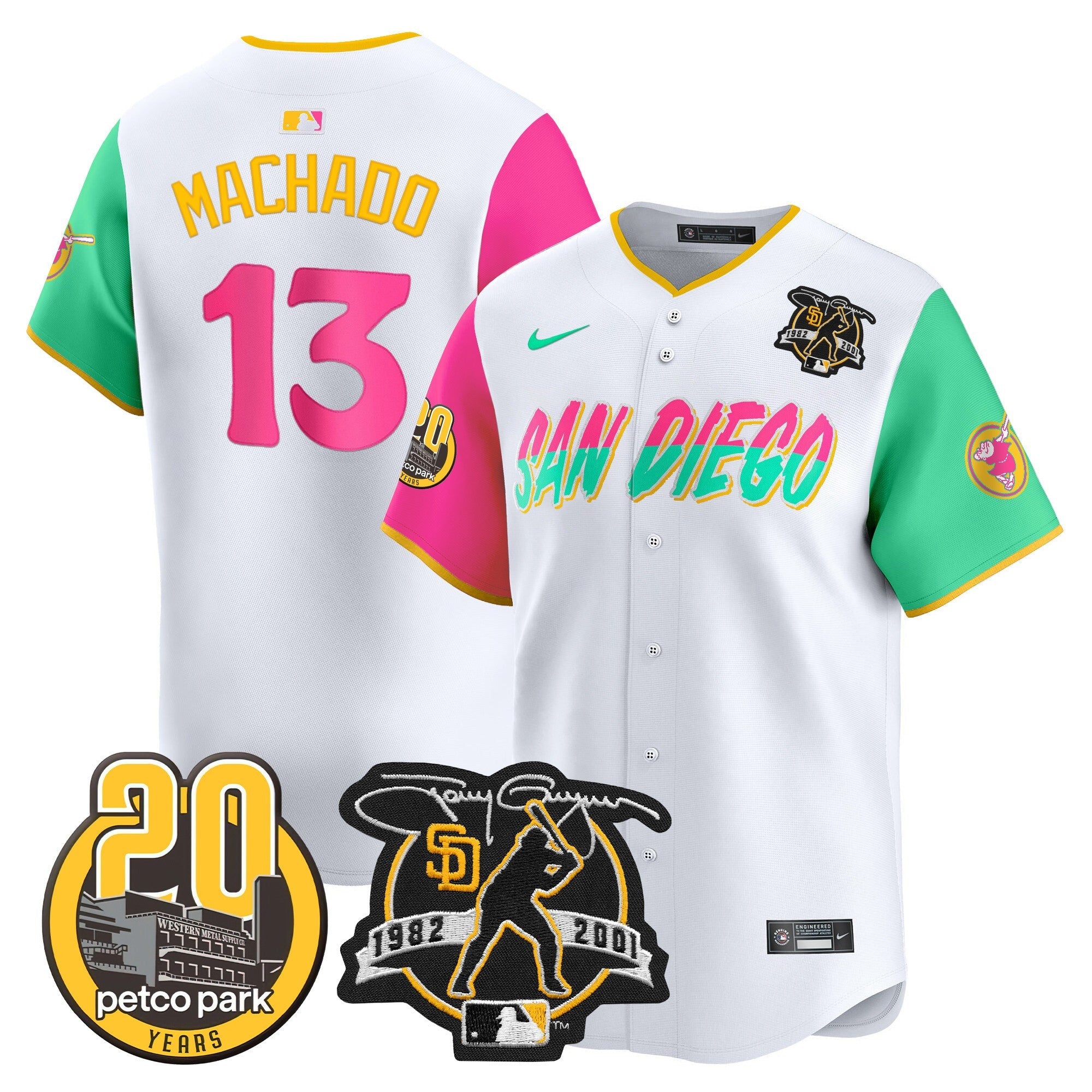 Men’s Tony Gwynn & Petco Park 20th Patch Vapor Premier Limited Jersey