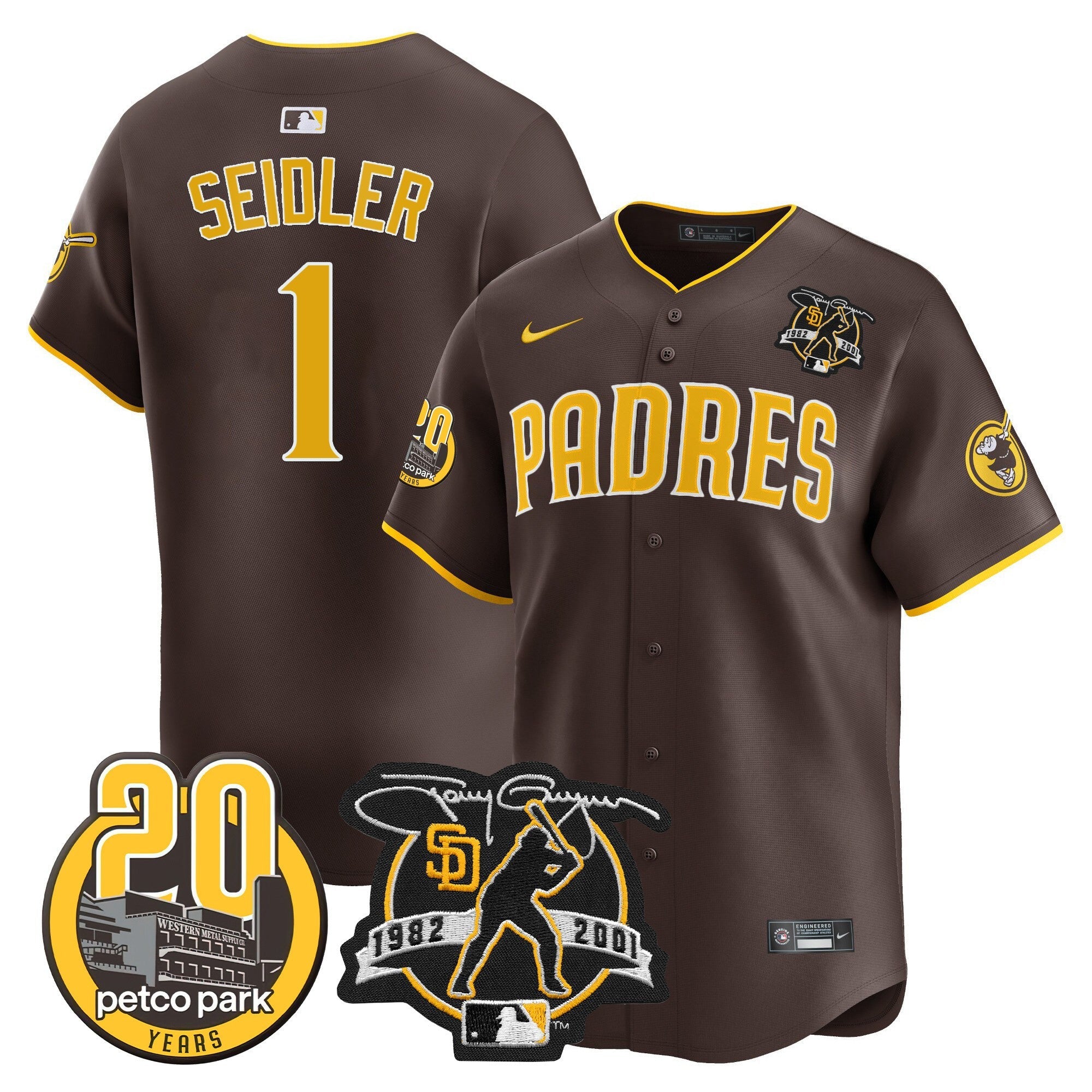 Men’s Tony Gwynn & Petco Park 20th Patch Vapor Premier Limited Jersey
