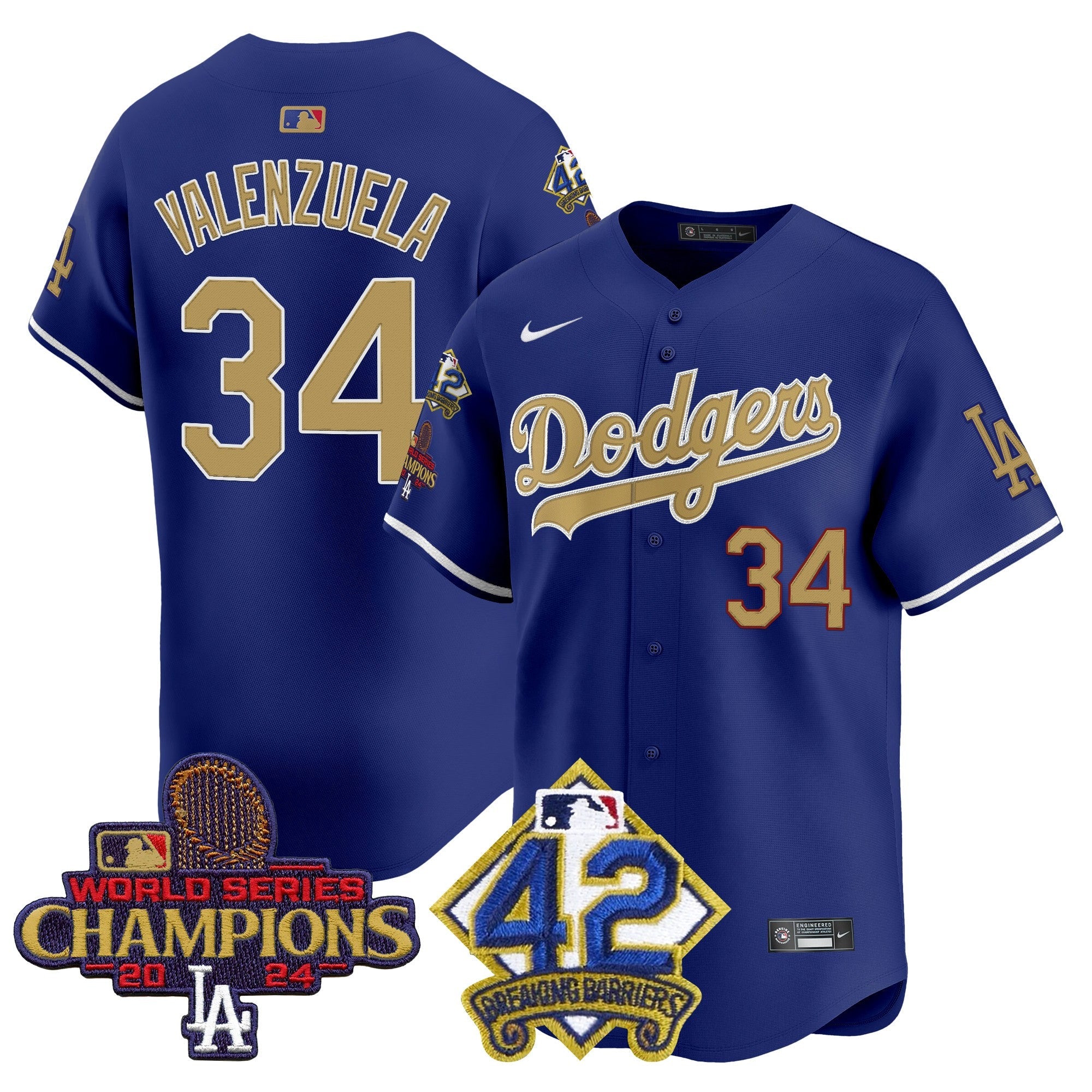 Men’s 2024 World Series Champions & Jackie Robinson Patch Vapor Premier Limited Jersey