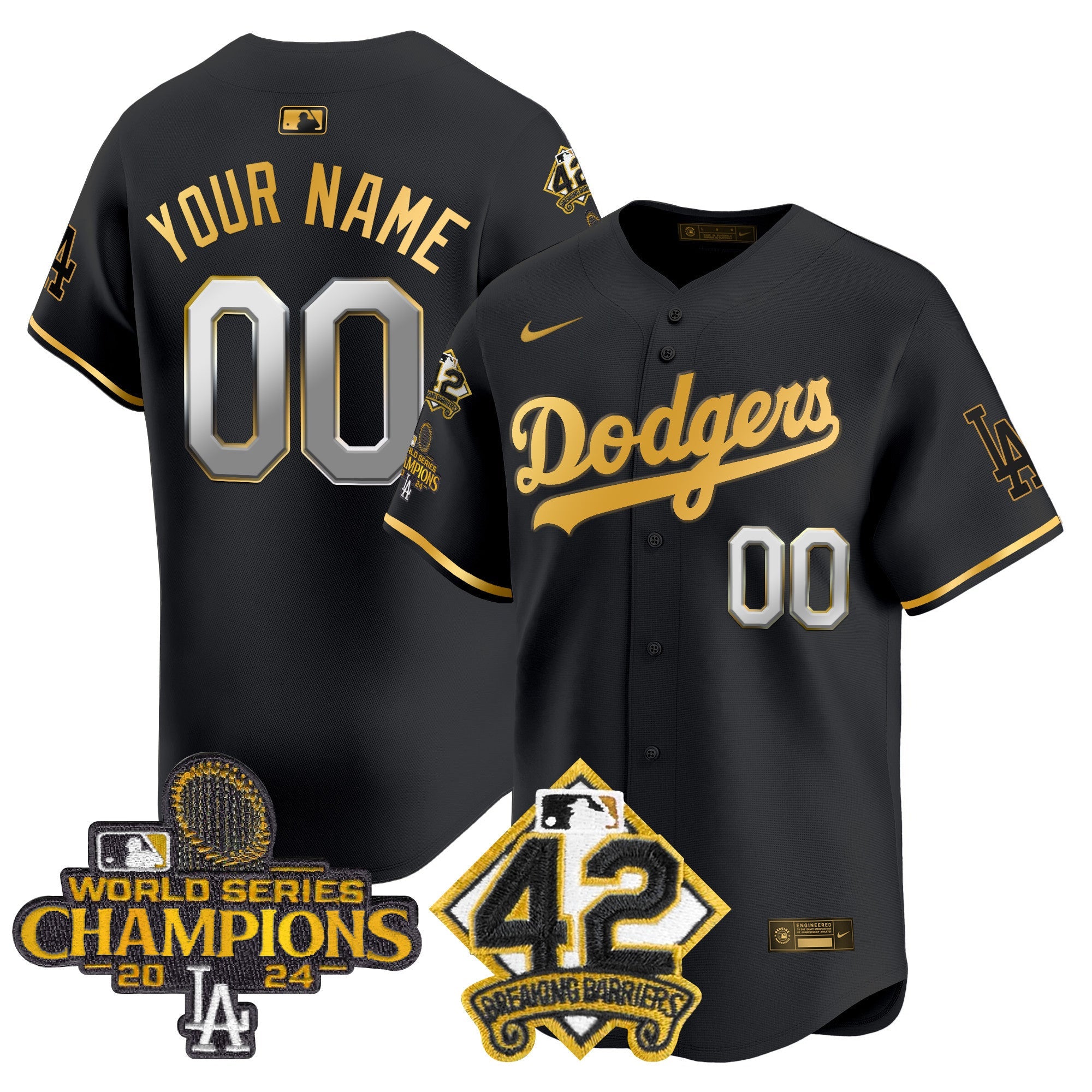 2024 World Series Champions & Jackie Robinson Patch Vapor Premier Limited Custom Jersey