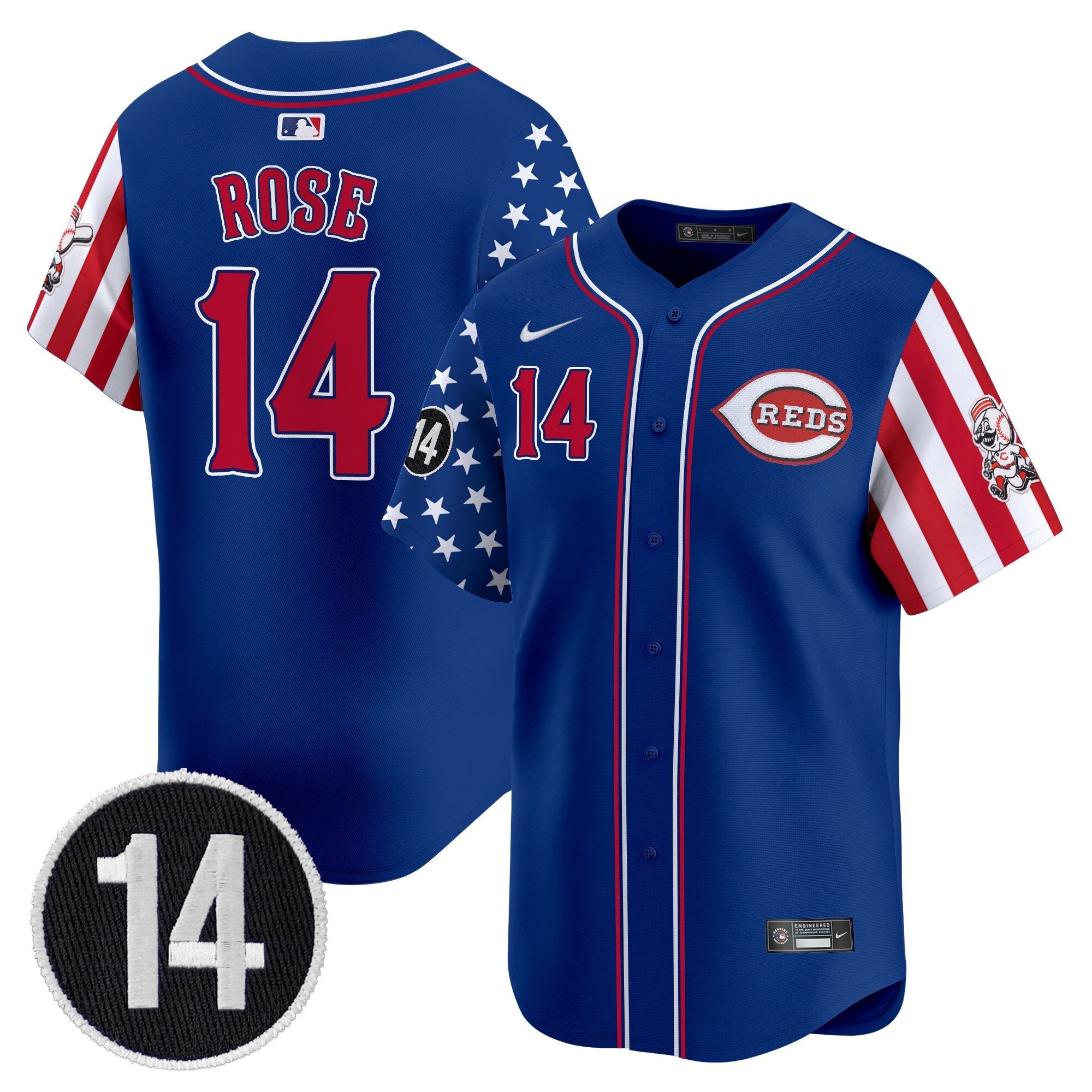 Men’s Cincinnati 2025 Independence Day Vapor Premier Limited Jersey – Pete Rose Patch
