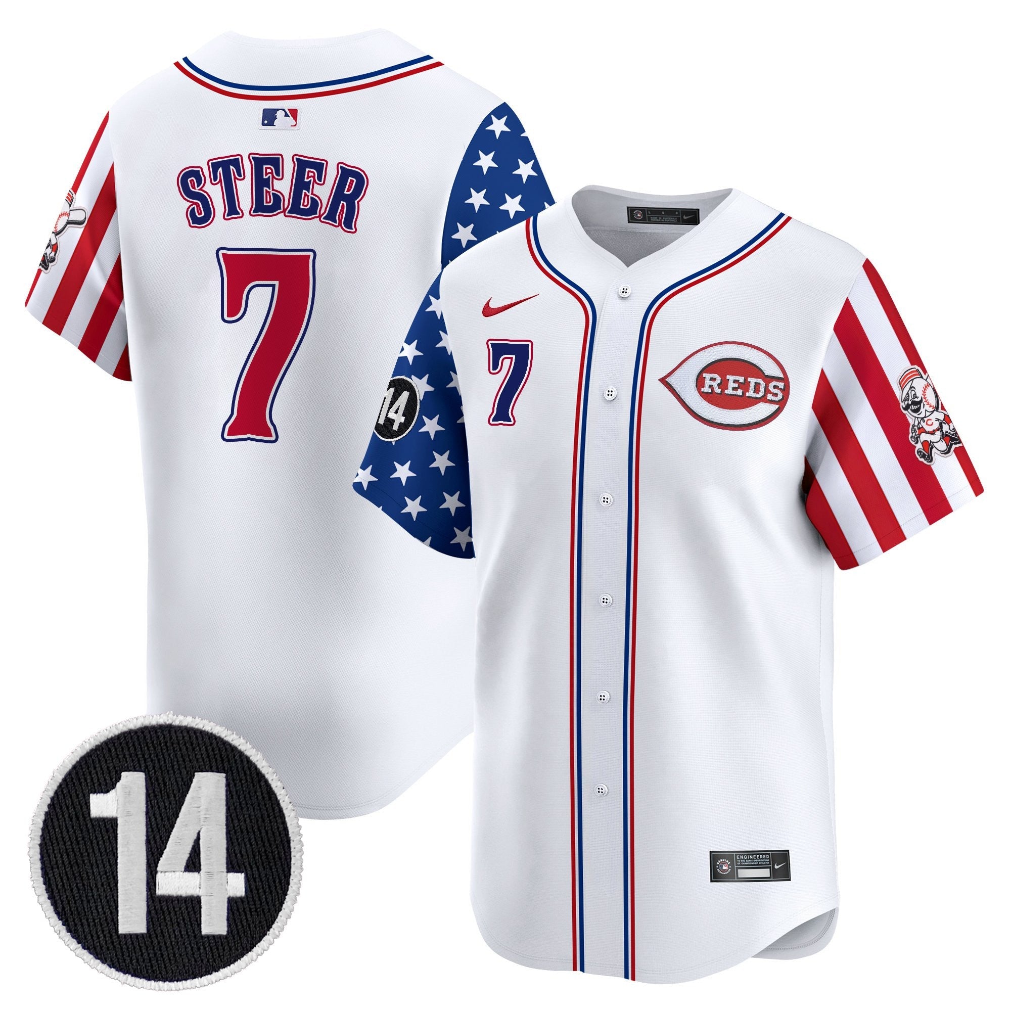 Men’s Cincinnati 2025 Independence Day Vapor Premier Limited Jersey – Pete Rose Patch