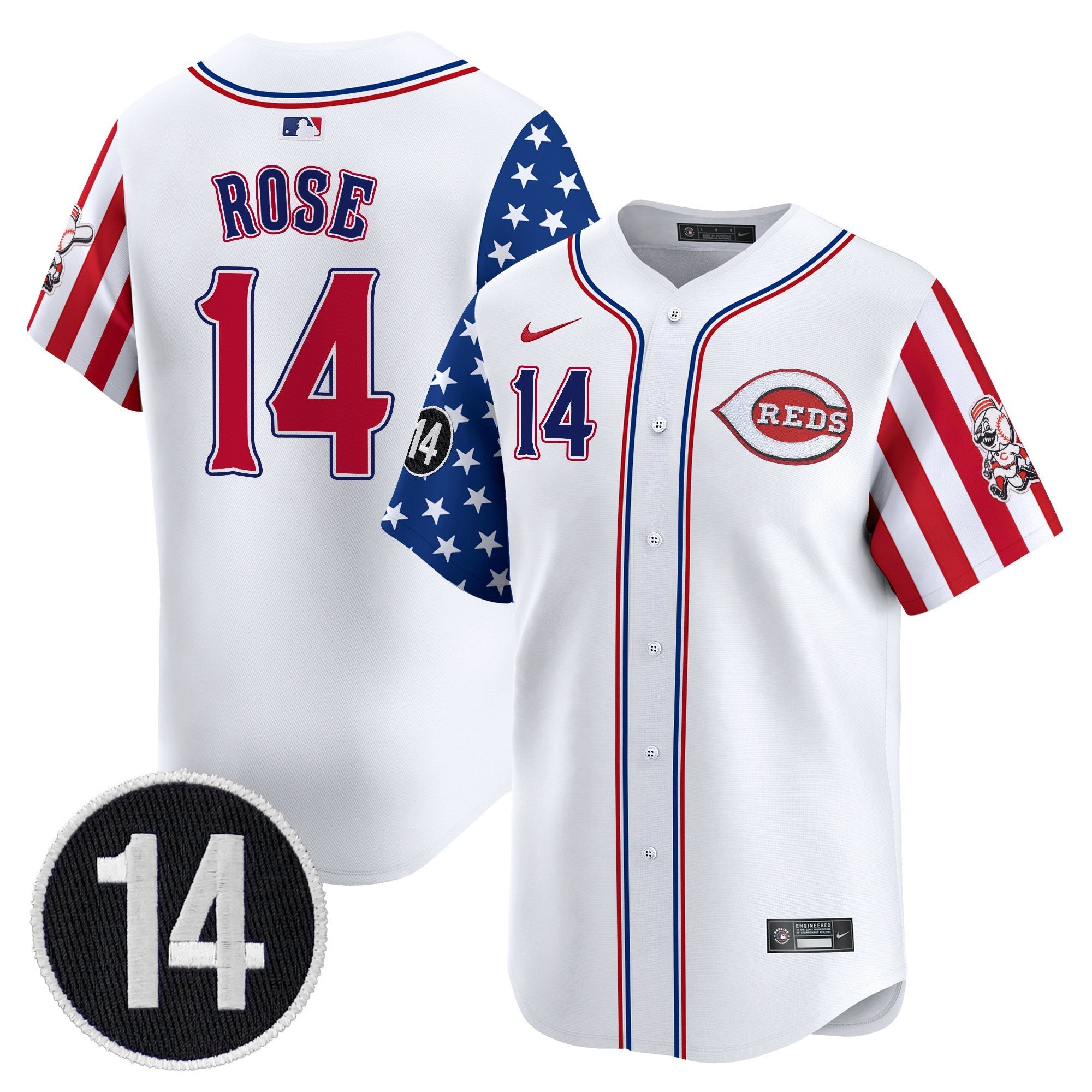 Men’s Cincinnati 2025 Independence Day Vapor Premier Limited Jersey – Pete Rose Patch