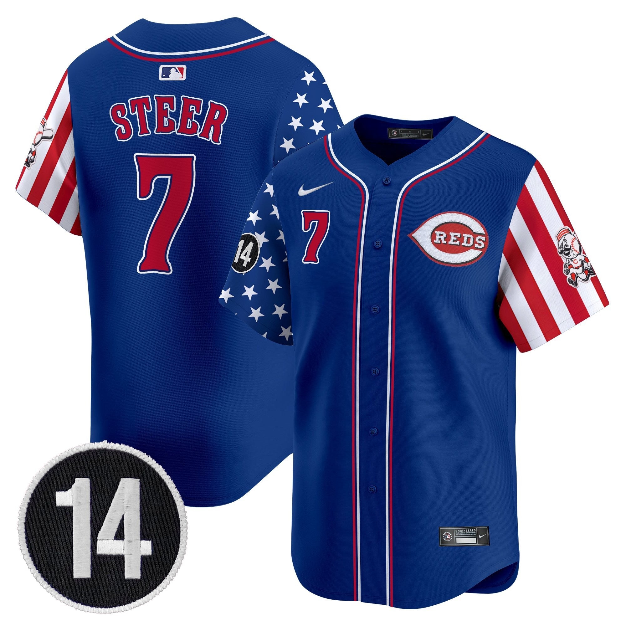 Men’s Cincinnati 2025 Independence Day Vapor Premier Limited Jersey – Pete Rose Patch