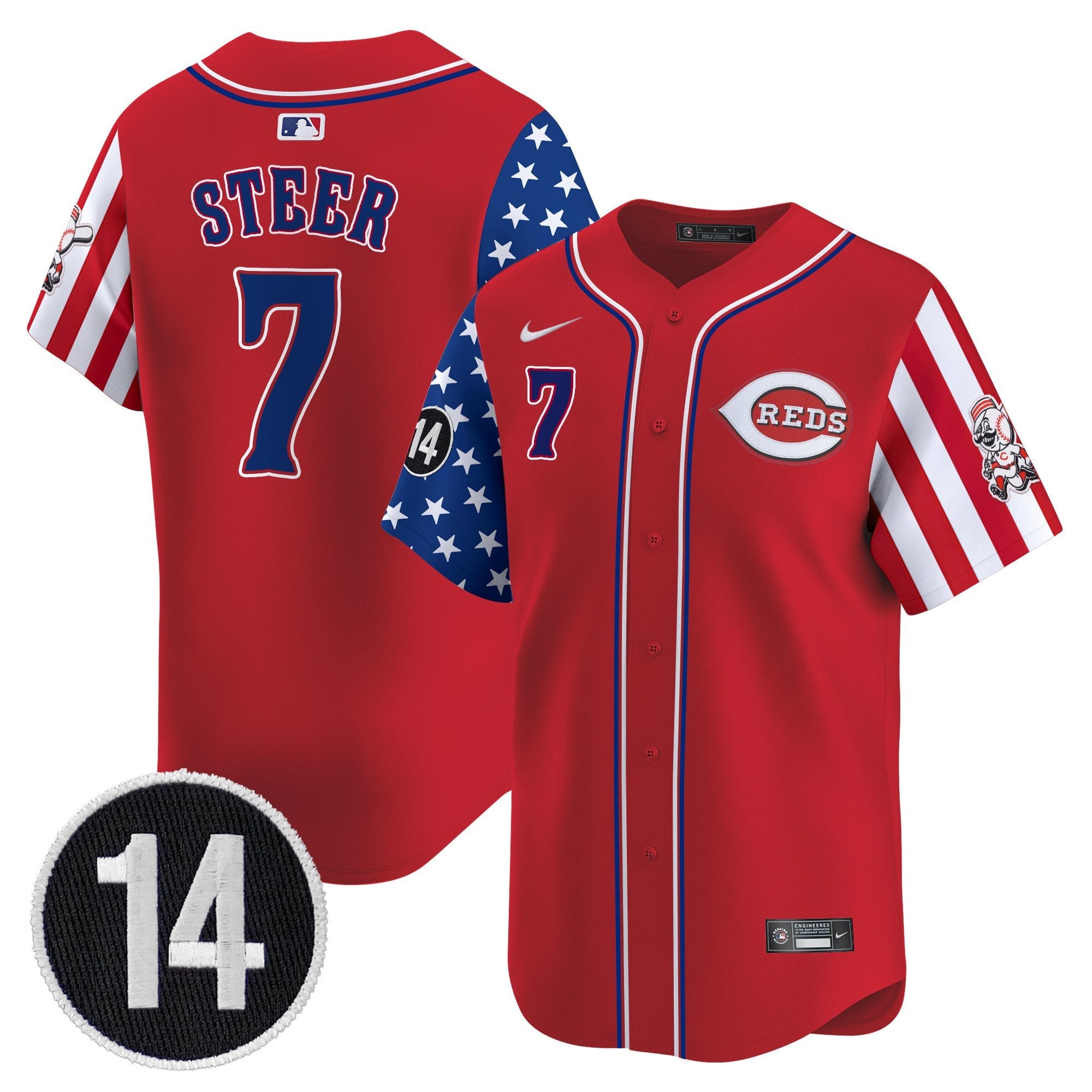 Men’s Cincinnati 2025 Independence Day Vapor Premier Limited Jersey – Pete Rose Patch