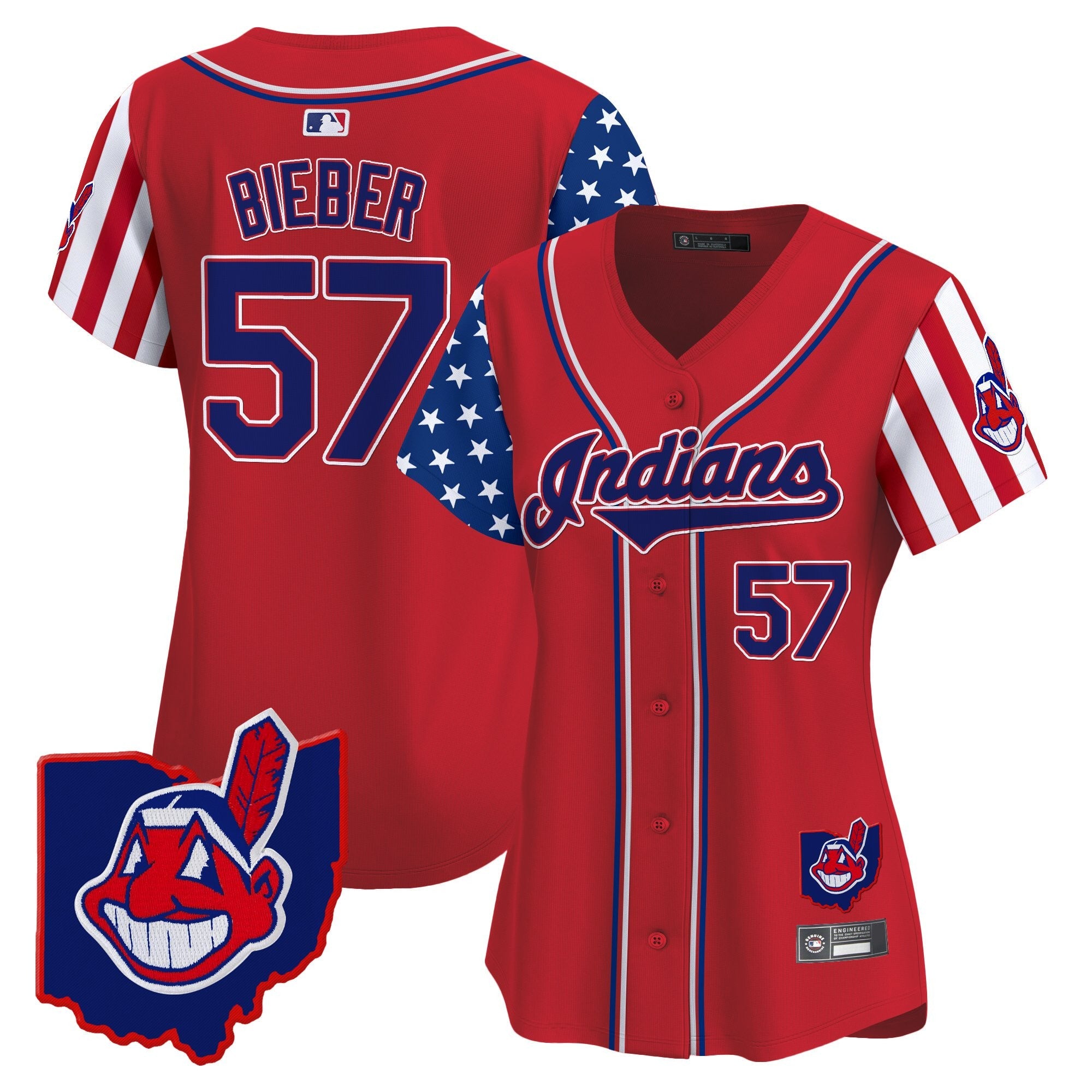 Women’s Cleveland Indians 2025 Independence Day Vapor Premier Limited Jersey