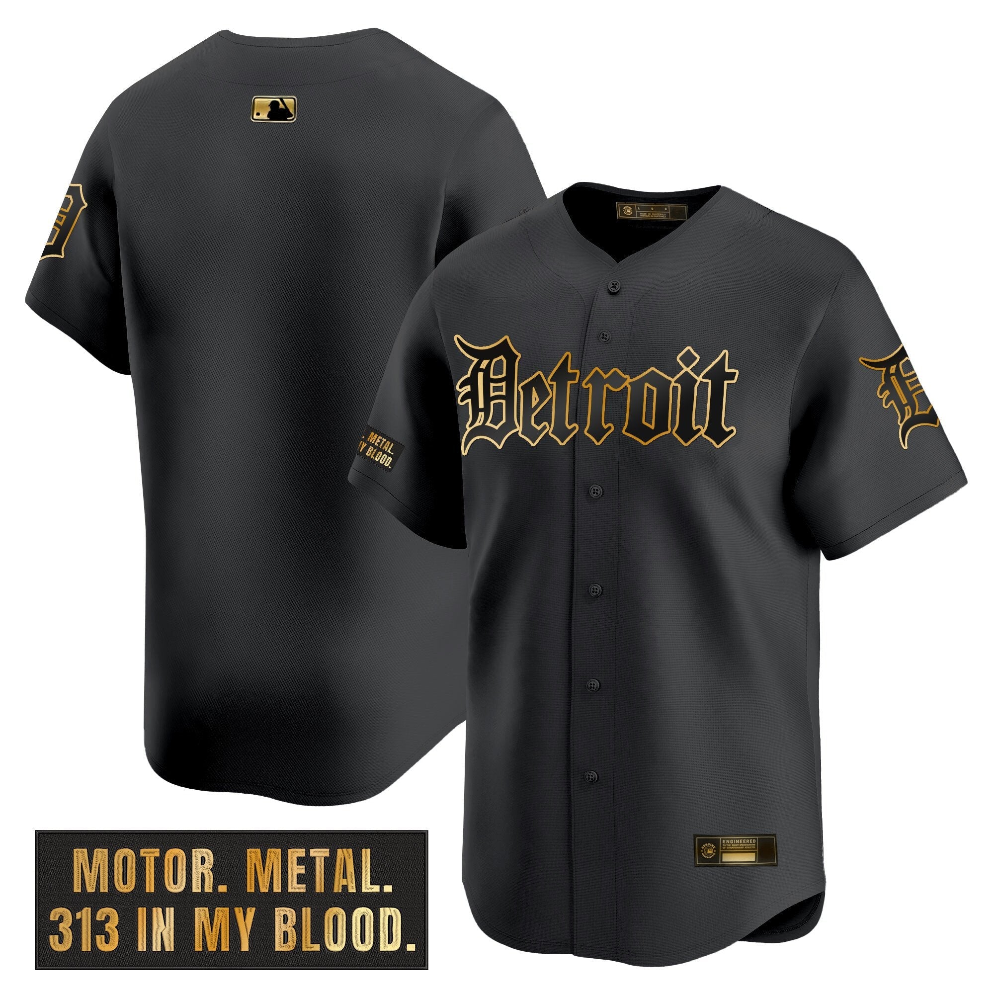 Men’s Detroit ‘Motor Gothic Edition’ Gold Vapor Premier Limited Jersey