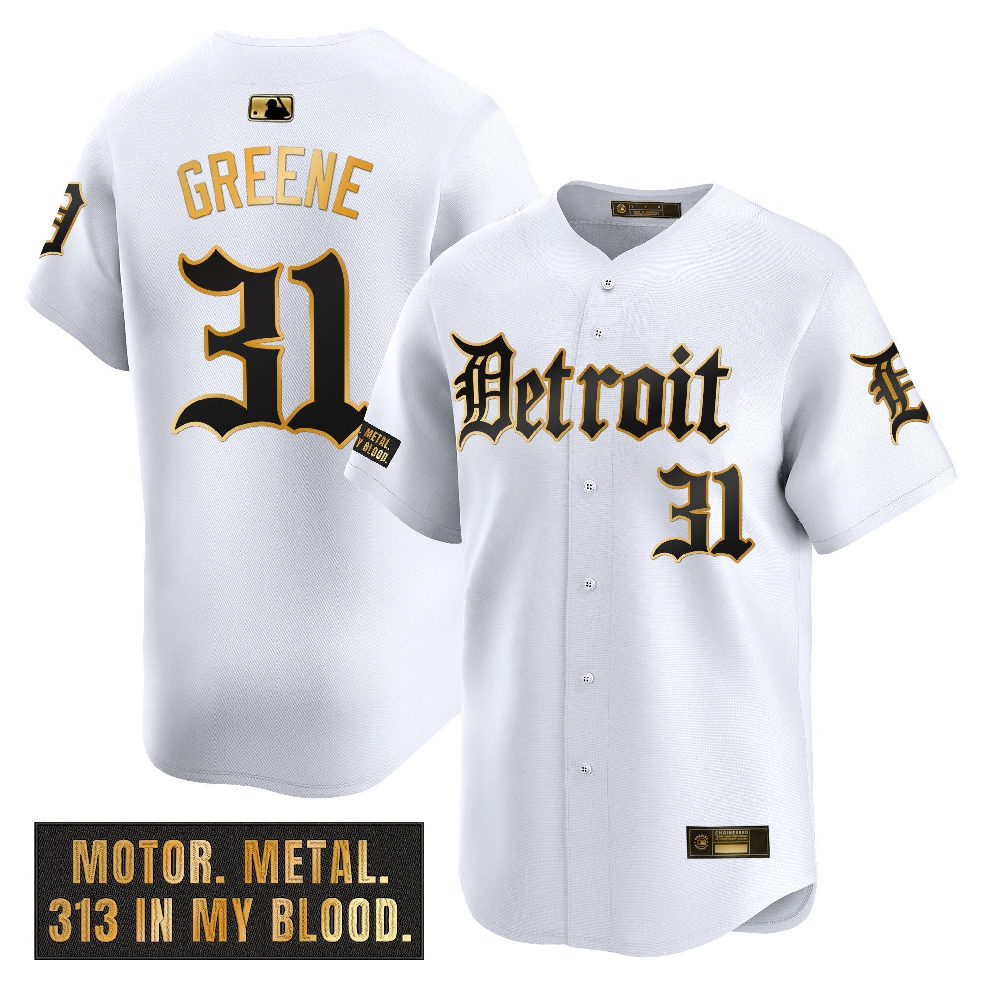 Men’s Detroit ‘Motor Gothic Edition’ Gold Vapor Premier Limited Jersey