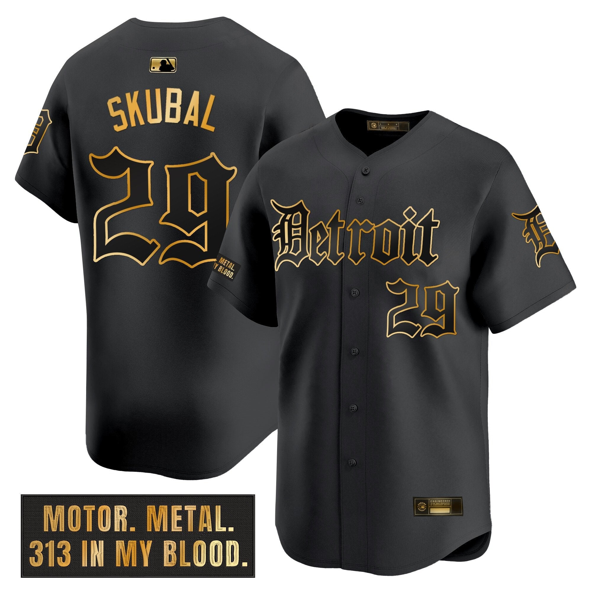Men’s Detroit ‘Motor Gothic Edition’ Gold Vapor Premier Limited Jersey