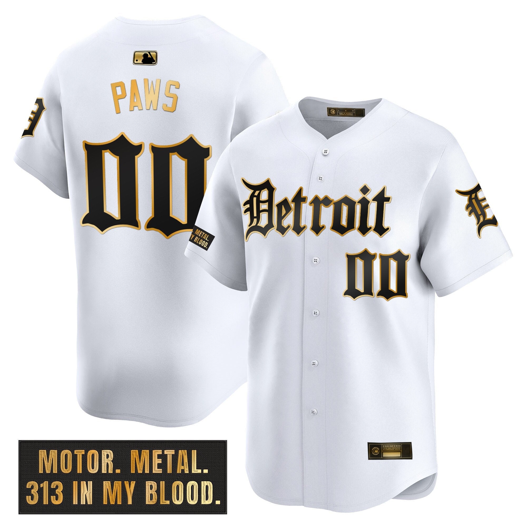 Men’s Detroit ‘Motor Gothic Edition’ Gold Vapor Premier Limited Jersey