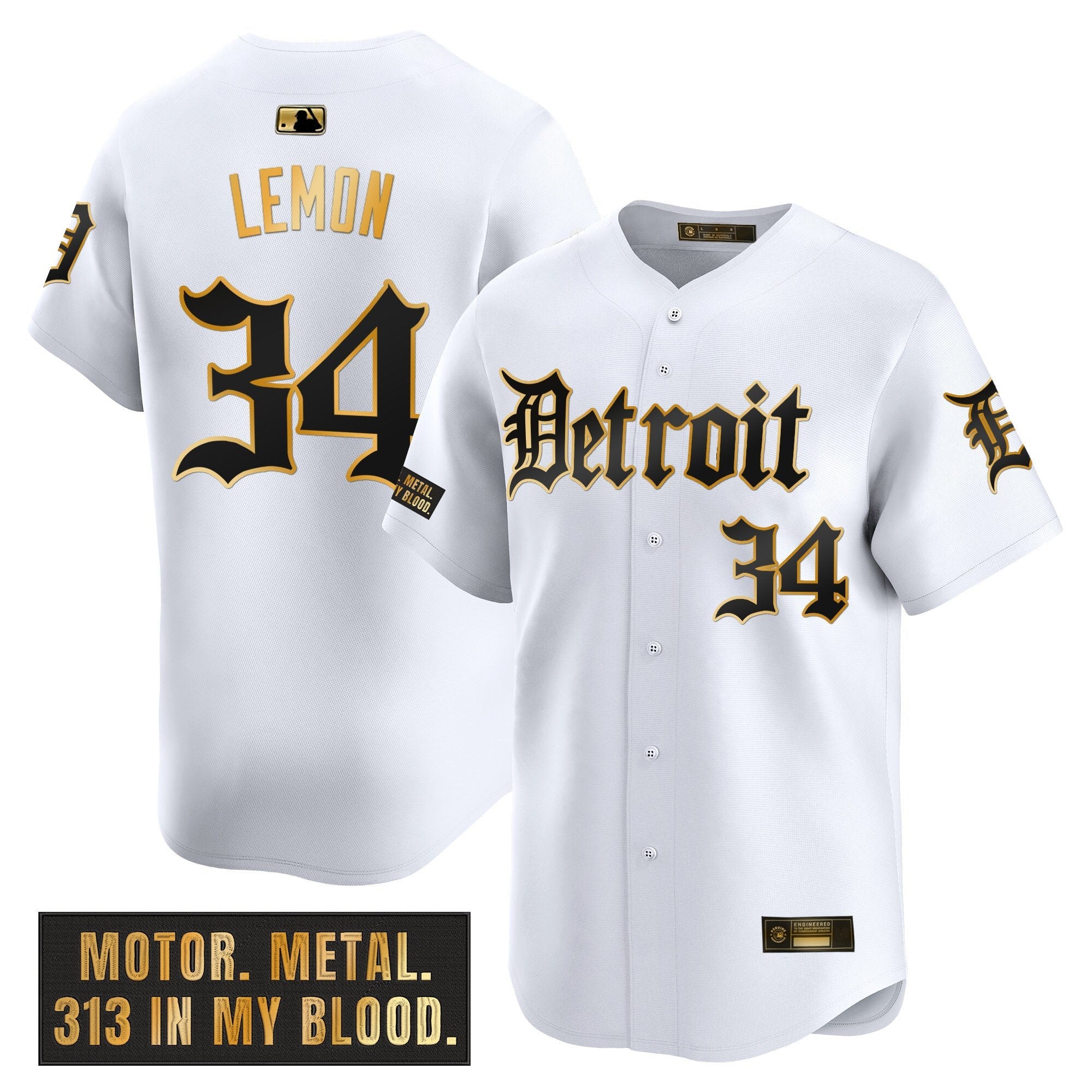 Men’s Detroit ‘Motor Gothic Edition’ Gold Vapor Premier Limited Jersey