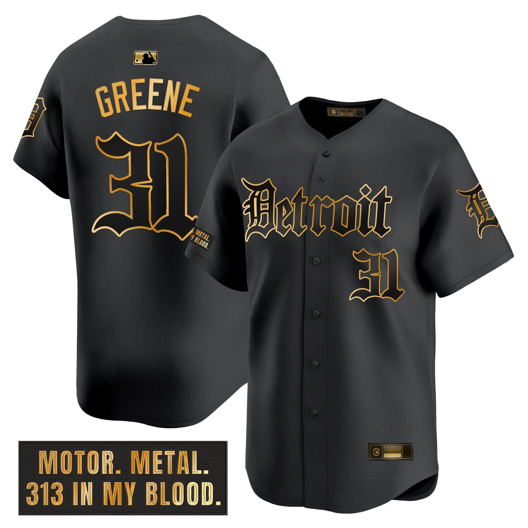 Men’s Detroit ‘Motor Gothic Edition’ Gold Vapor Premier Limited Jersey