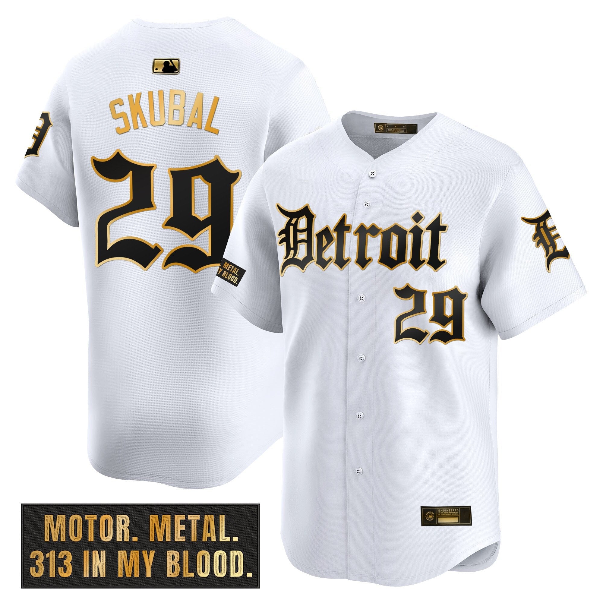 Men’s Detroit ‘Motor Gothic Edition’ Gold Vapor Premier Limited Jersey
