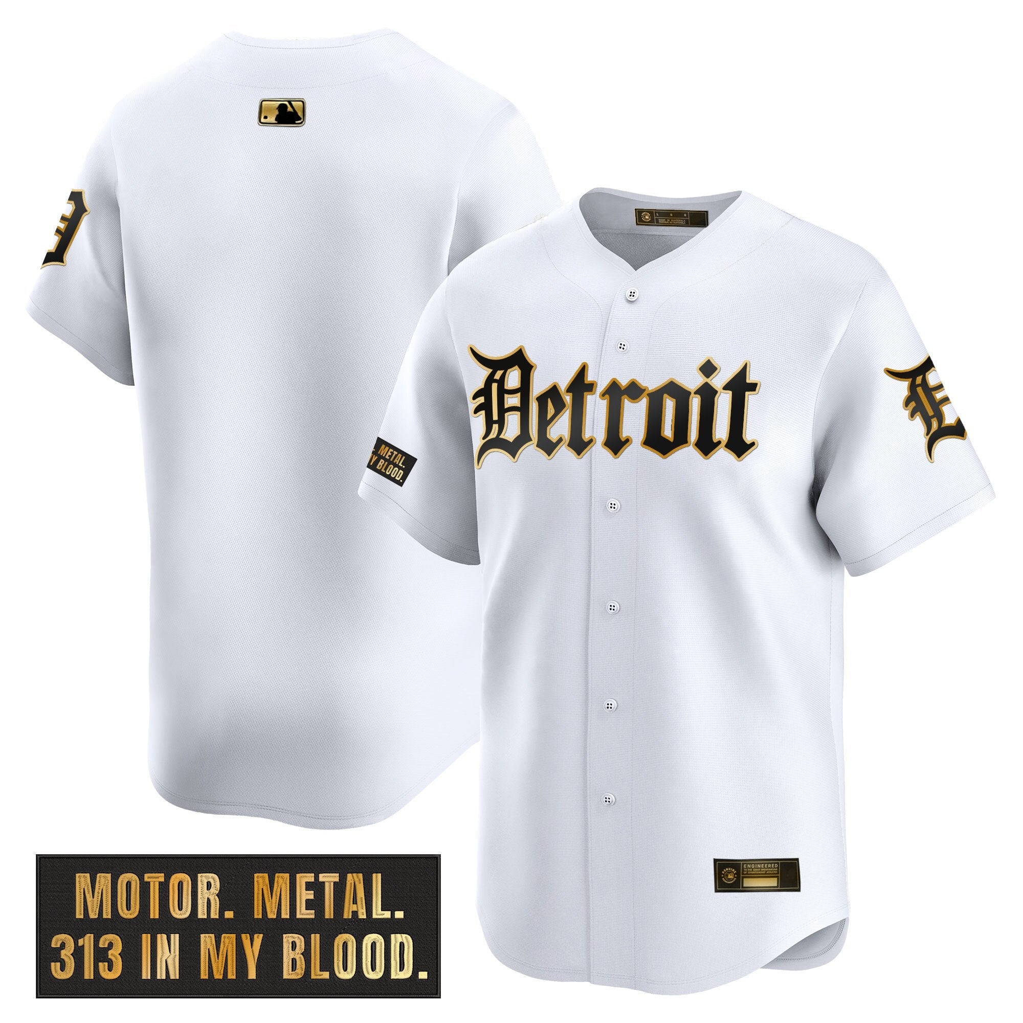 Men’s Detroit ‘Motor Gothic Edition’ Gold Vapor Premier Limited Jersey