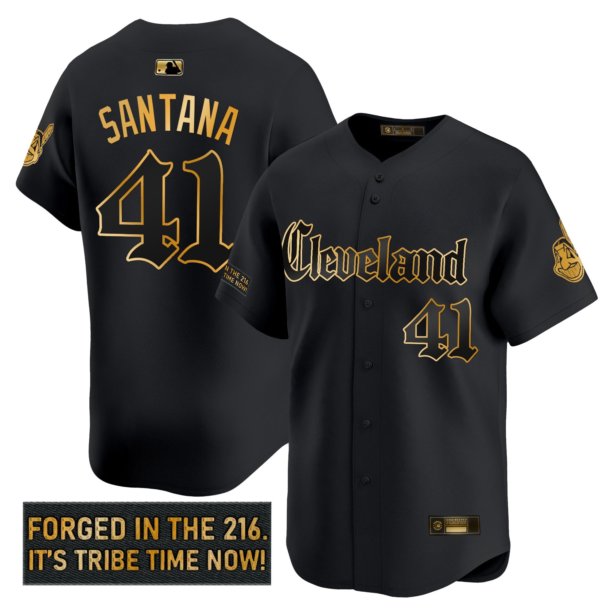 Men’s Cleveland Indians ‘Gothic Iron Edition’ Gold Vapor Premier Limited Jersey
