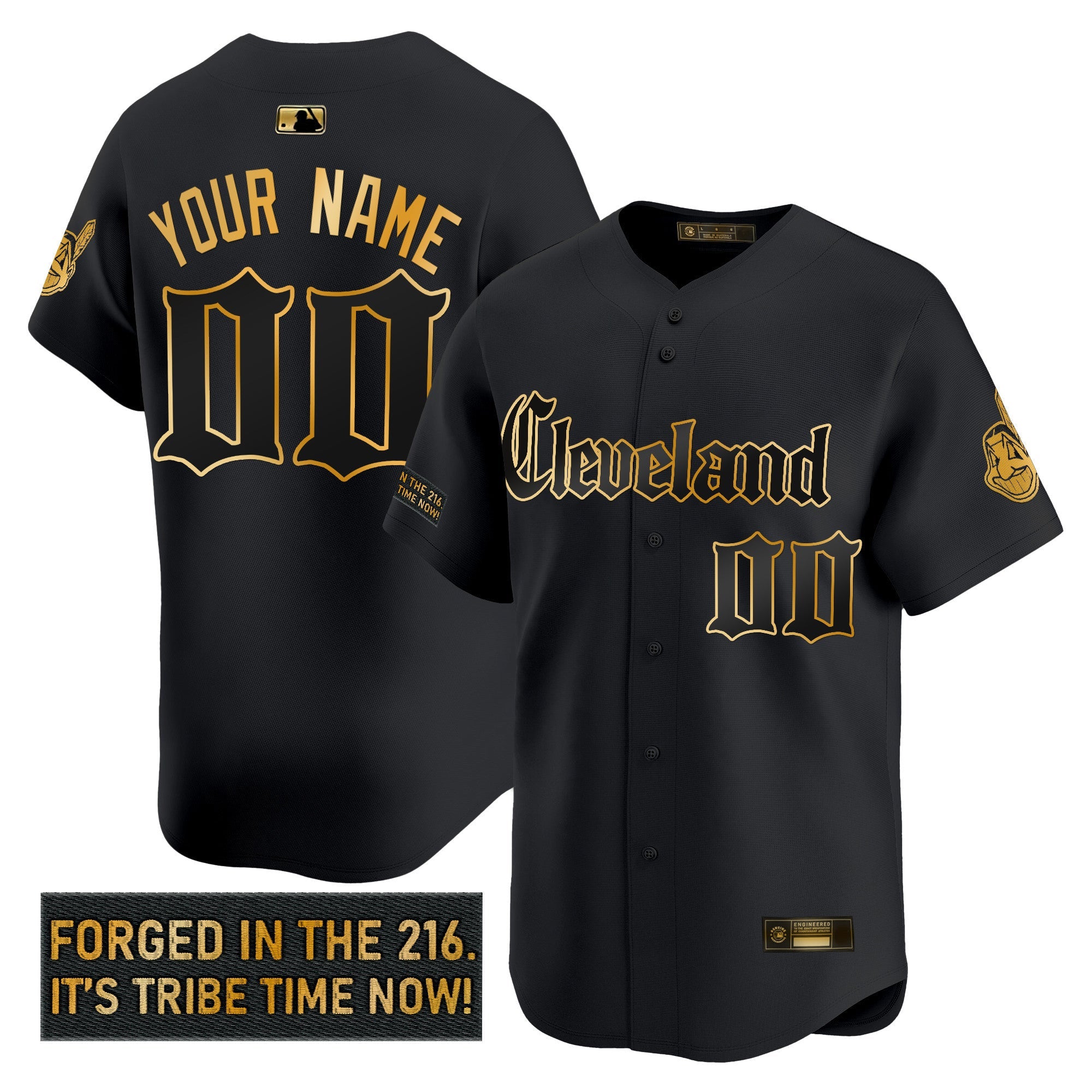 Cleveland Indians ‘Gothic Iron Edition’ Gold Vapor Premier Limited Custom Jersey