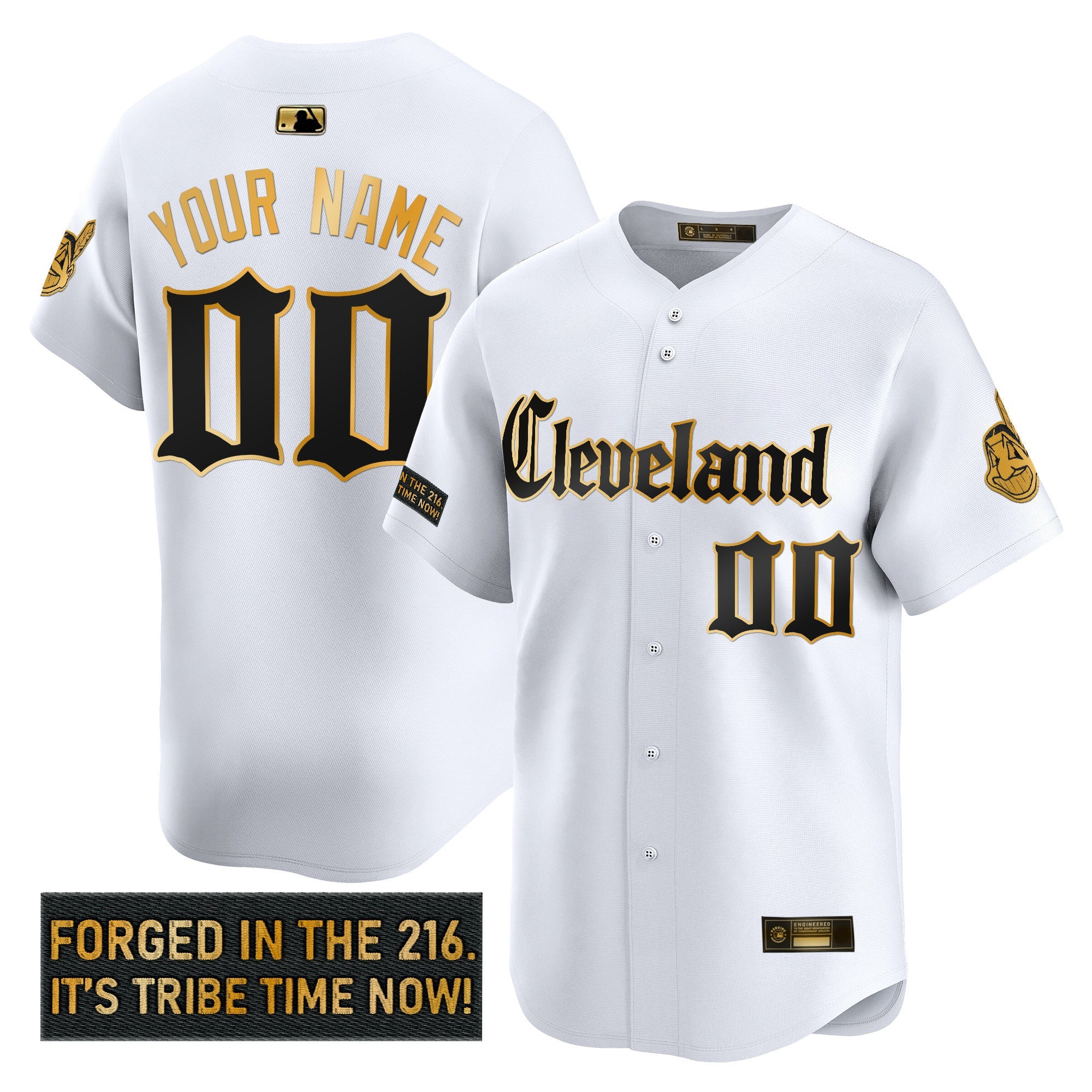 Cleveland Indians ‘Gothic Iron Edition’ Gold Vapor Premier Limited Custom Jersey