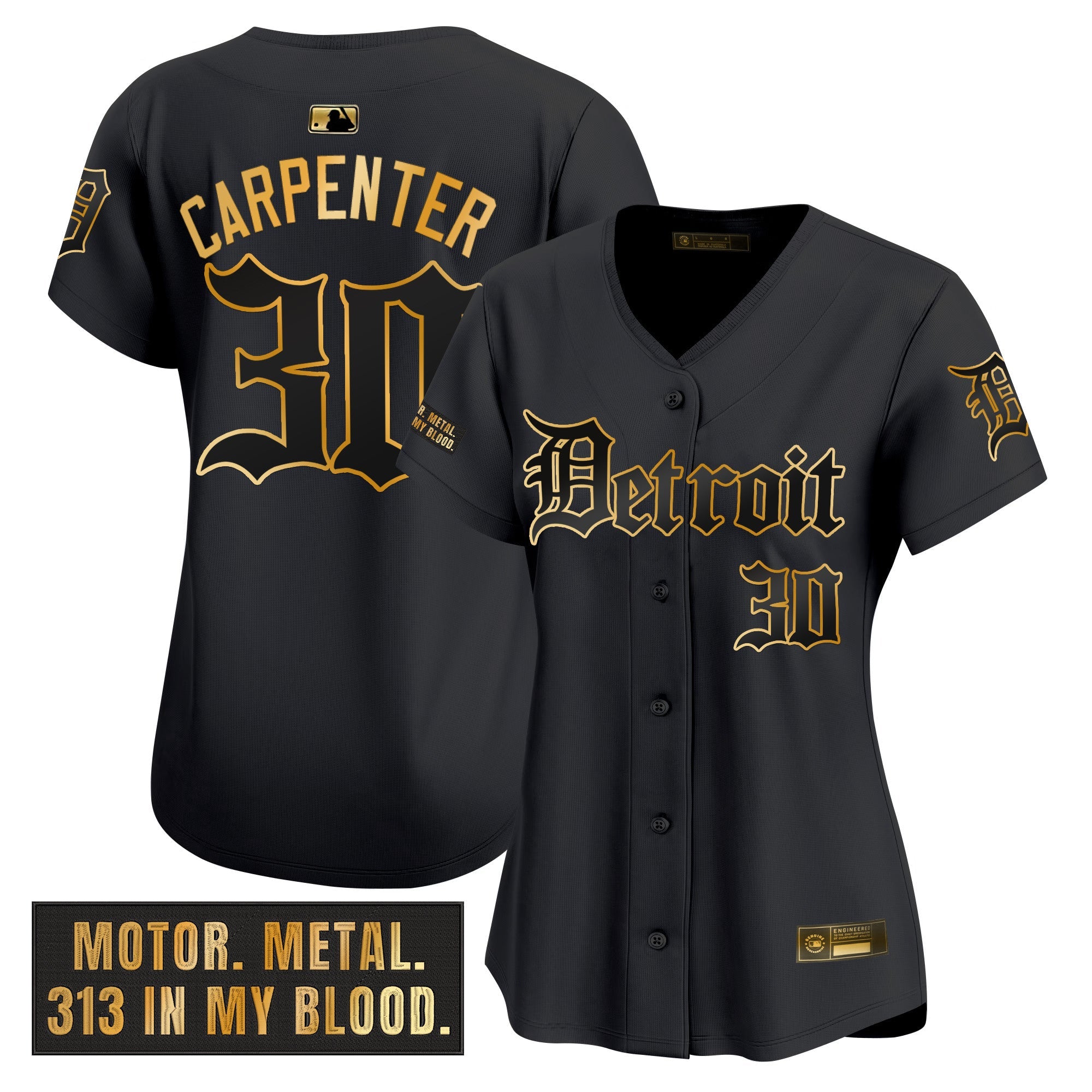 Women’s Detroit ‘Motor Gothic Edition’ Gold Vapor Premier Limited Jersey
