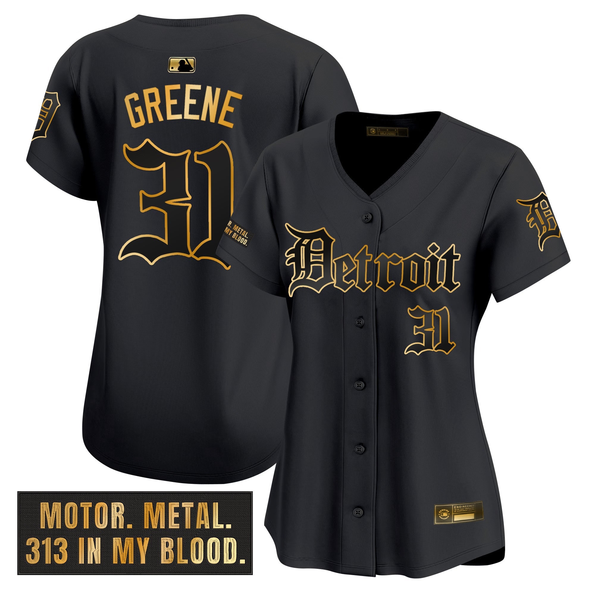Women’s Detroit ‘Motor Gothic Edition’ Gold Vapor Premier Limited Jersey