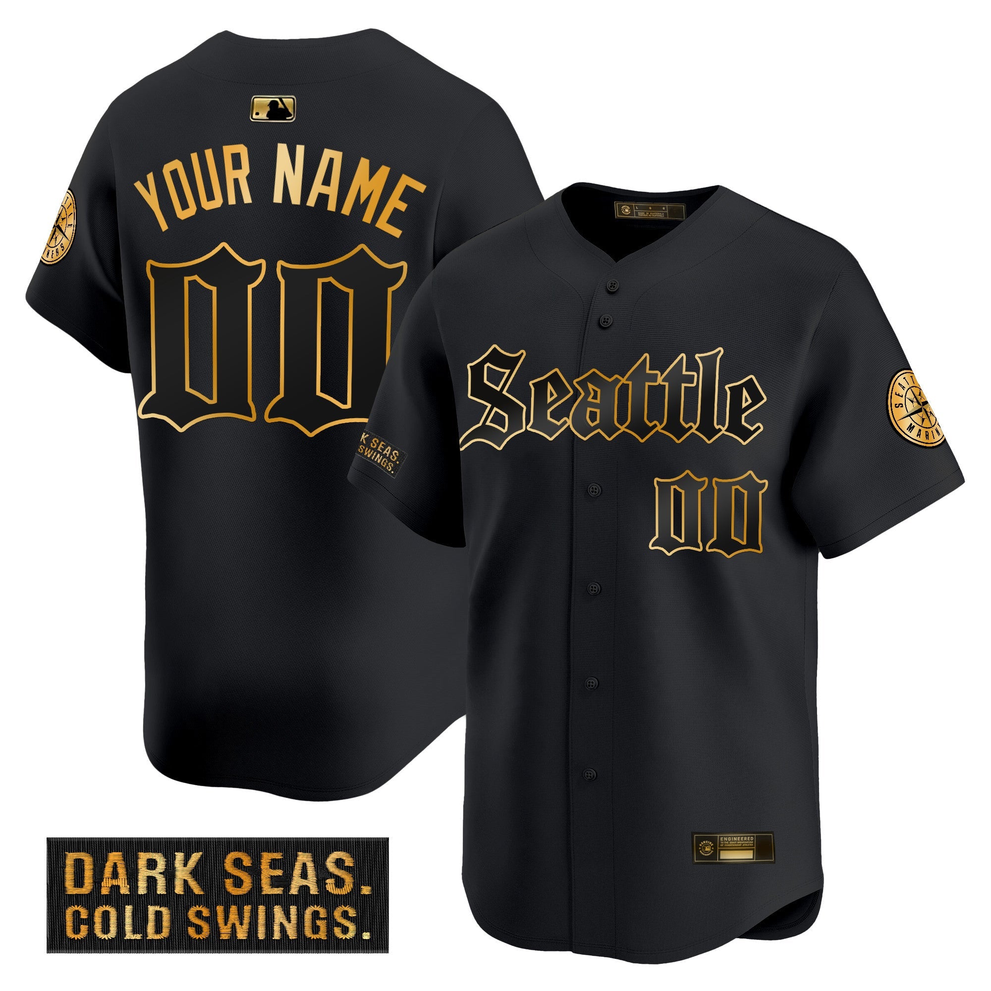 Seattle ‘Deep Sea Gothic Edition’ Gold Vapor Premier Limited Custom Jersey