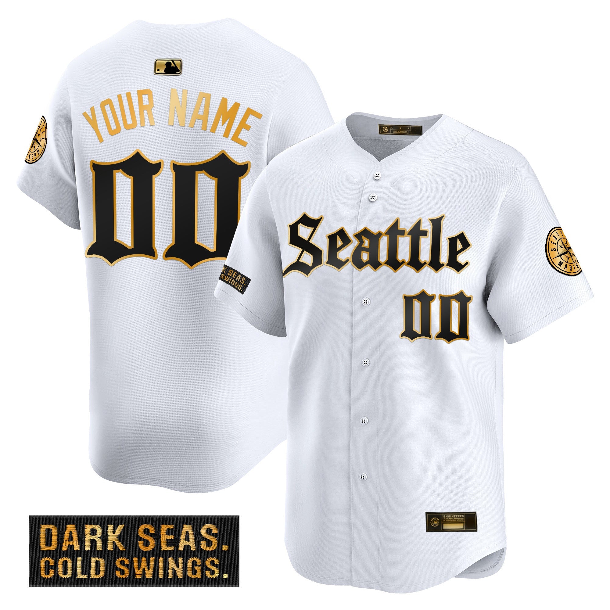 Seattle ‘Deep Sea Gothic Edition’ Gold Vapor Premier Limited Custom Jersey
