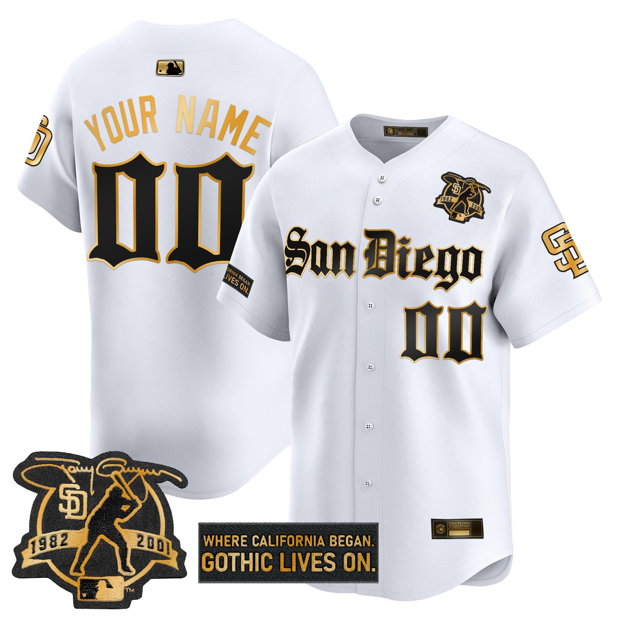San Diego ‘Gothic Edition’ Gold Vapor Premier Limited Custom Jersey