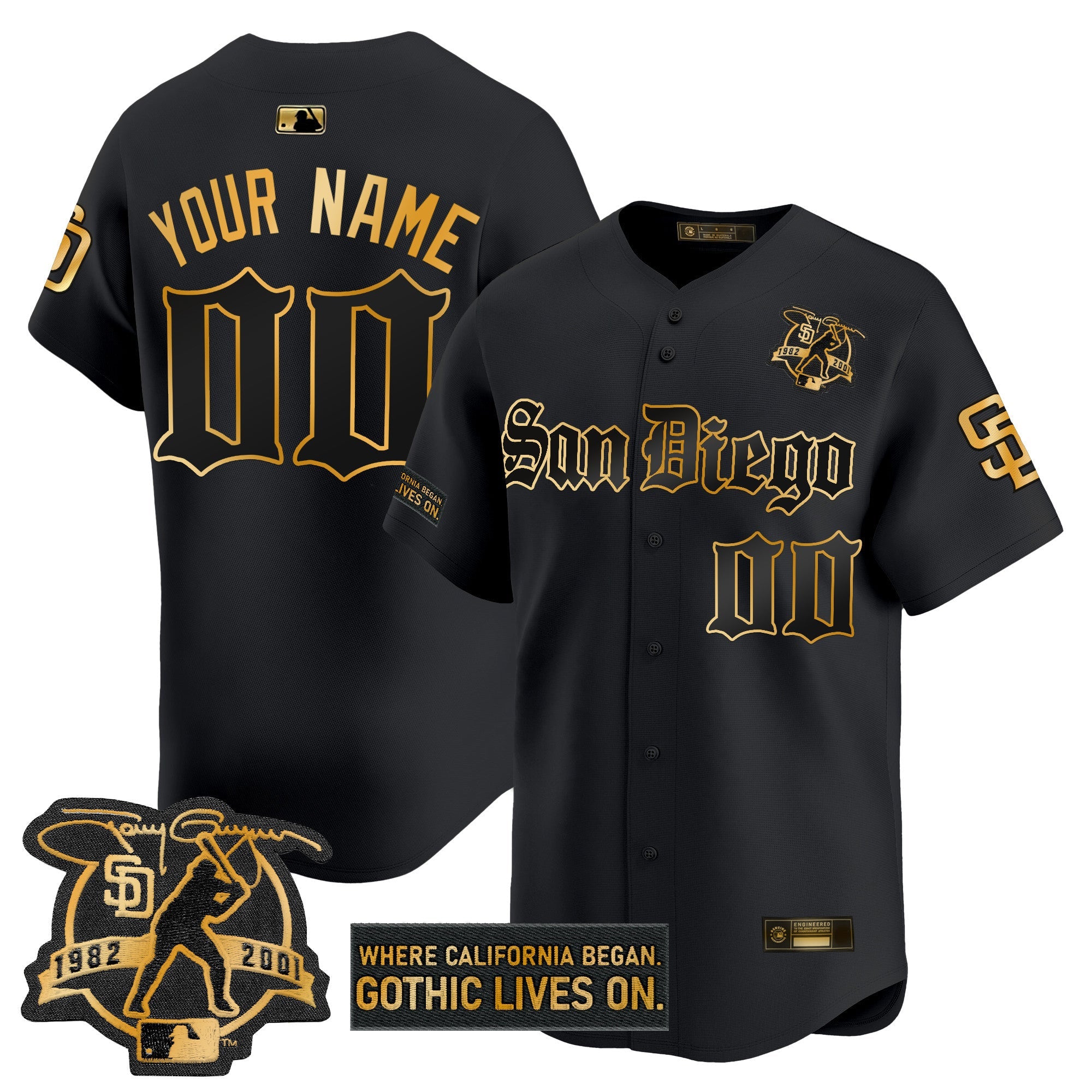 San Diego ‘Gothic Edition’ Gold Vapor Premier Limited Custom Jersey